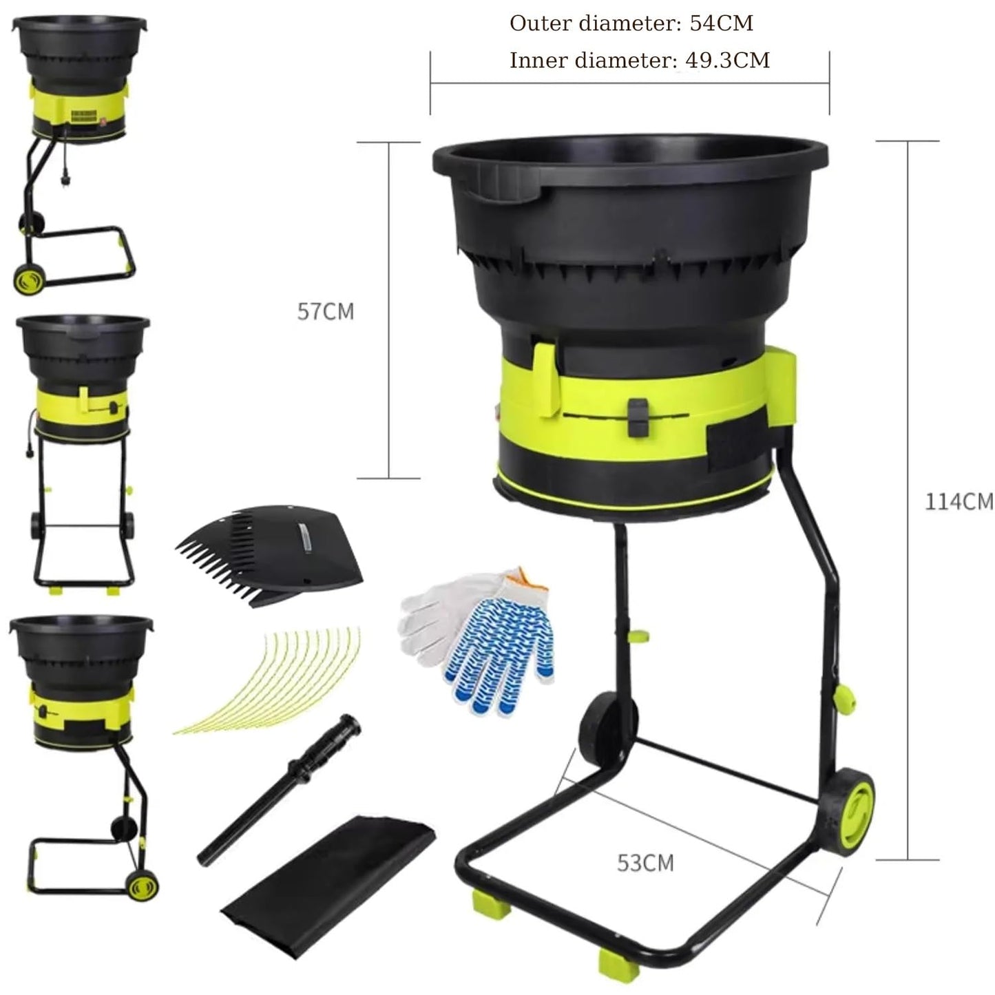 ZWHLYLY Electric Leaf Mulcher Shredder, 2500W Corded Garden Compost Shredder Crusher with Power Cord, 8000rpm Leaves Chippers, Shredders and Mulchers with Wheels (Machine+30m)