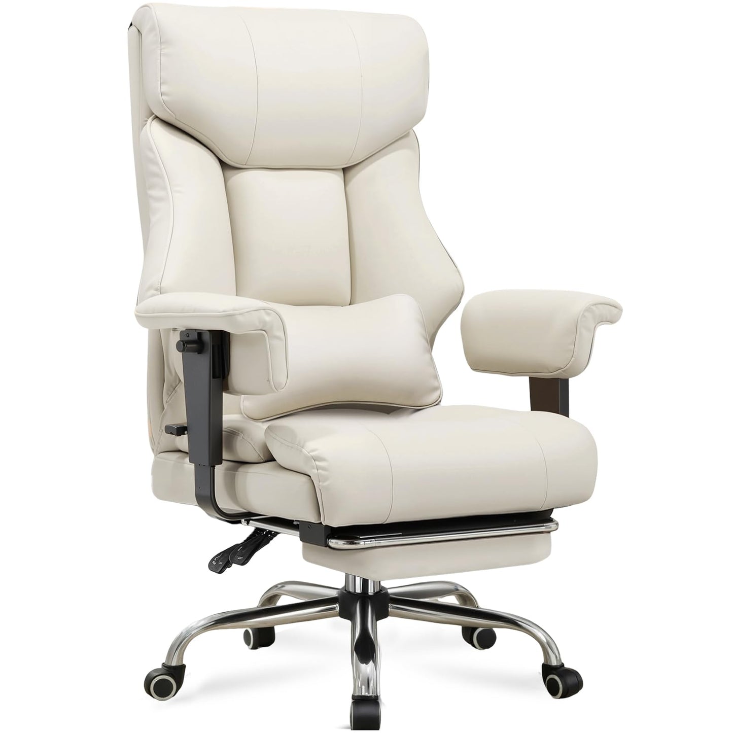 GTPLAYER Big and Tall Gaming Chair 400lbs Heavy Duty Office Chair with Foot Rest & Ergonomic Pocket Spring Cushion, High Back Lumbar Support for Lower Back Pain Relief, Beige