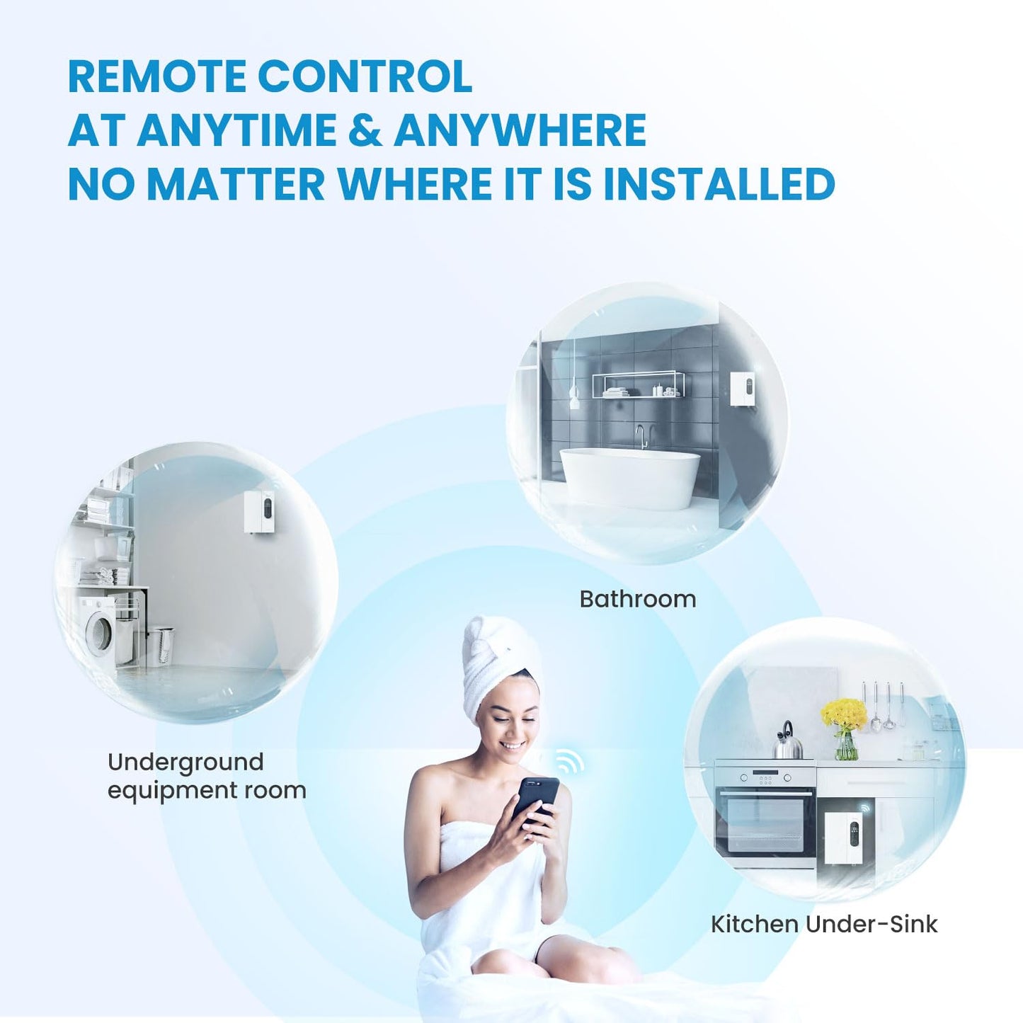 Midea 13KW-updated Electric Tankless Water Heater, Touch Control, Wi-Fi Control, LED Display, Child Mode, 240 Volts with Automatic Power Modulation, On-demand Hot Water, White