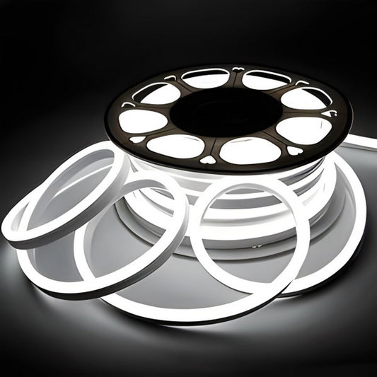 FORT LED Neon Rope Lights 100FT Cool White Flexible PVC Outdoor Waterproof Plug-Play Model neon-666