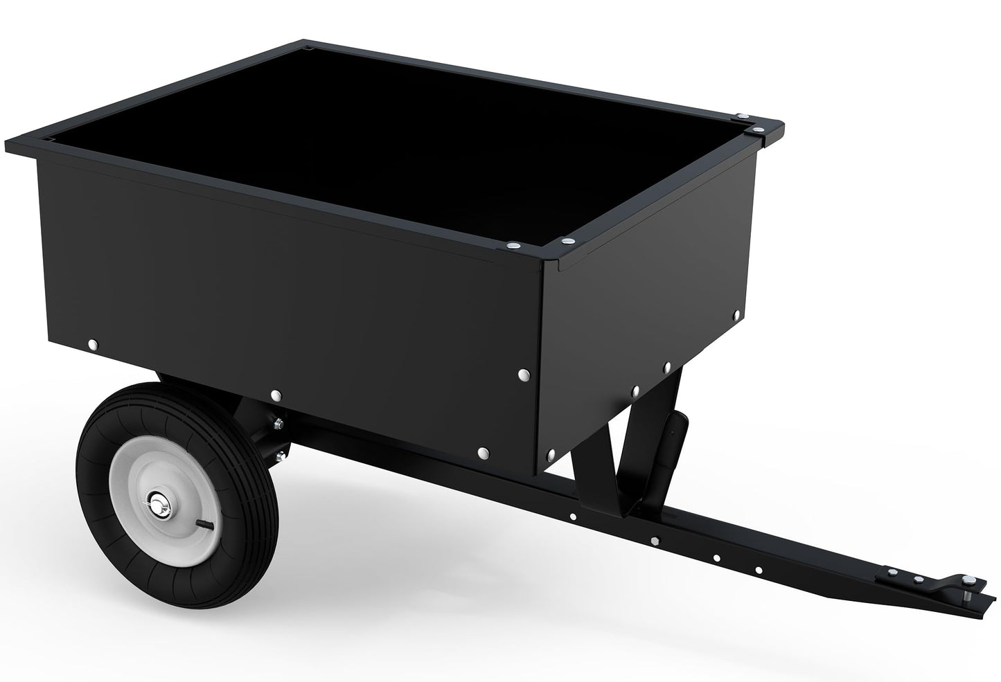 YINTATECH ATV Trailer Steel Dump Cart, Heavy Duty Pull Behind Dump Trailer with Removable Tailgate, Yard Garden Utility Trailer for Lawn Mower Trailer Tractor, 350lbs Capacity, Black