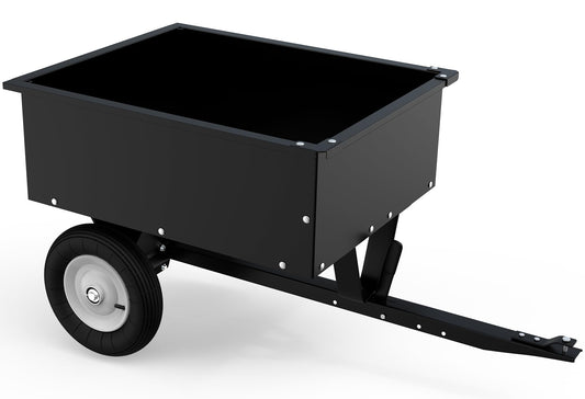 YINTATECH ATV Trailer Steel Dump Cart, Heavy Duty Pull Behind Dump Trailer with Removable Tailgate, Yard Garden Utility Trailer for Lawn Mower Trailer Tractor, 350lbs Capacity, Black