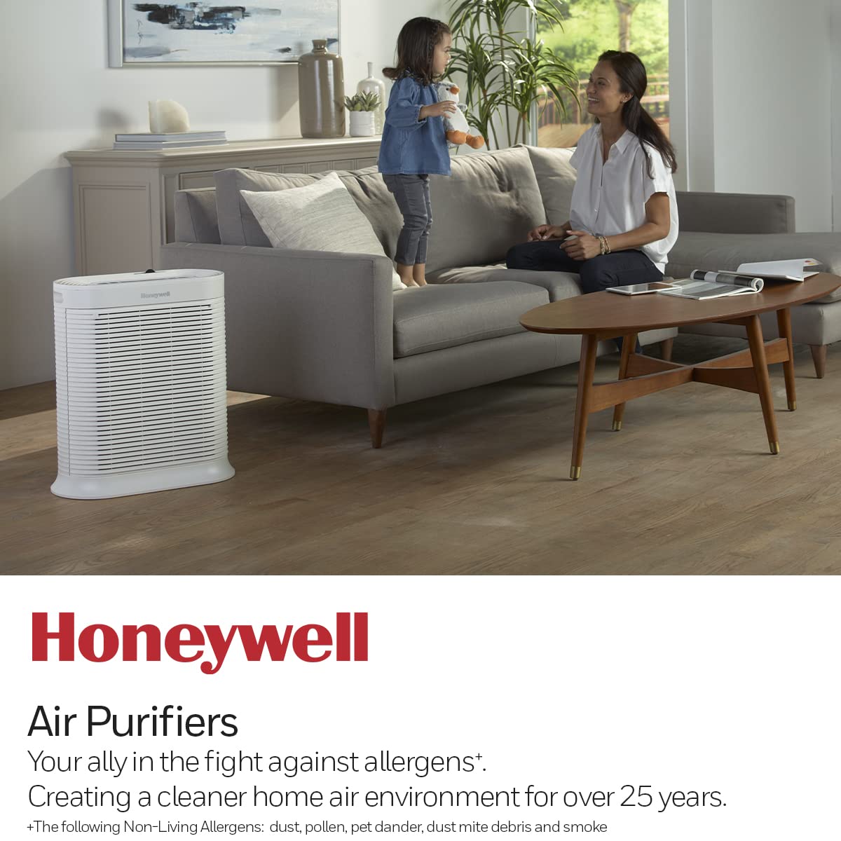 Honeywell AllergenPlus HEPA Air Purifier for Home, 2250 Ft² Rooms in 1 hour, Reduces Allergens, Dust, Pollen, Smoke, Pet Dander, Odors, White, HPA304