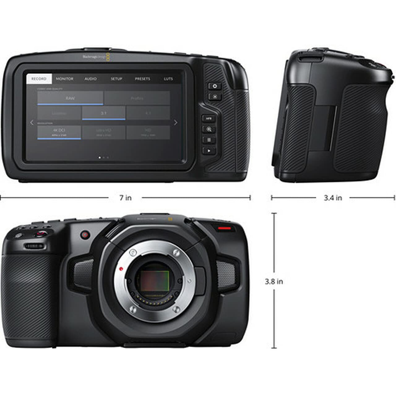 Blackmagic Design Pocket Cinema Camera 4K Power Bundle (CINECAMPOCHDMFT4K) – Includes Two (2) Additional LP-E6 Batteries, Dual Battery Charger, and SolidSignal Microfiber Cloth
