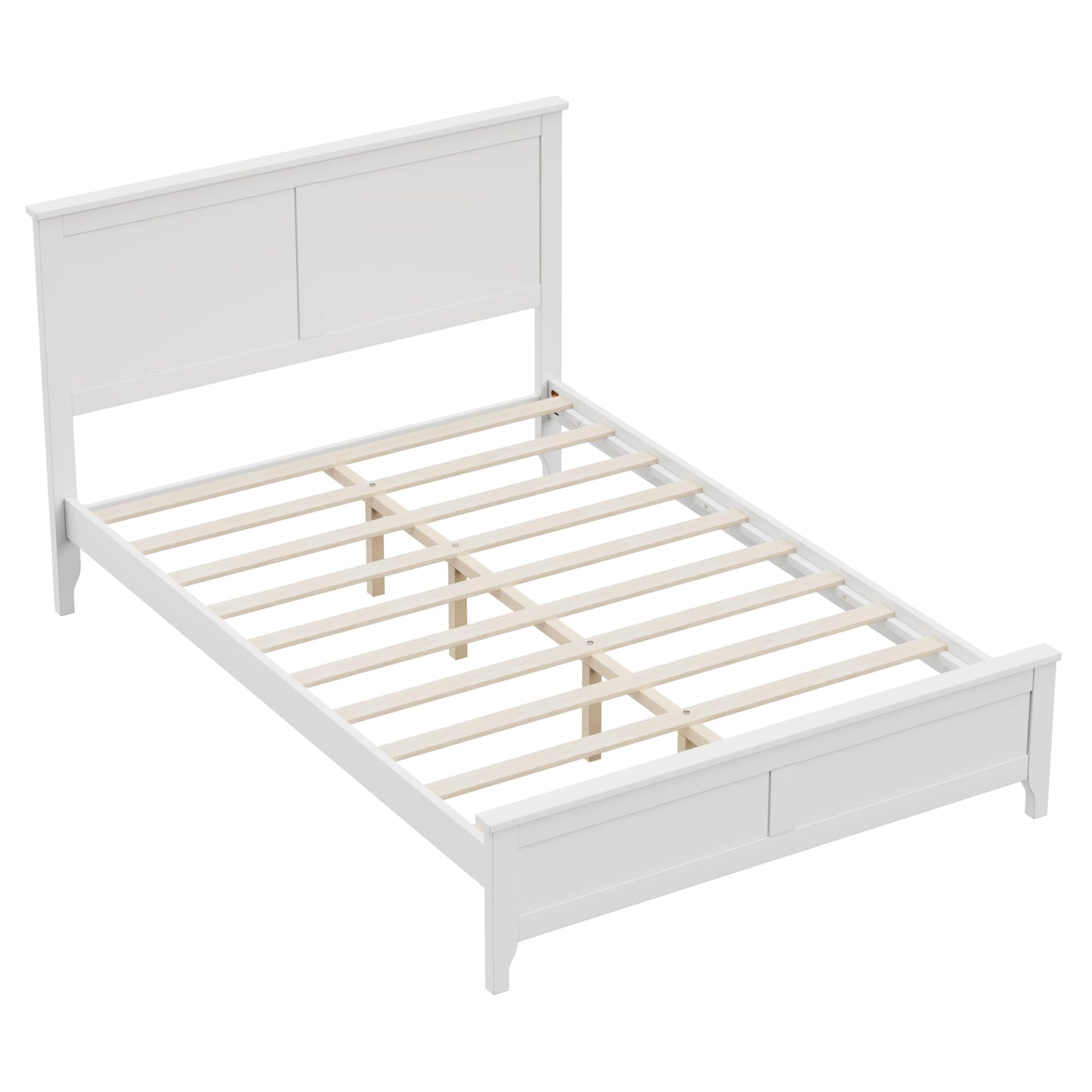 Ball & Cast Full Size Bed Frame, Solid Wood Platfrom Bed Frame Full with Headboard, Wood Slat Support, No Box Spring Needed, Easy Assembly,Noise Free,White