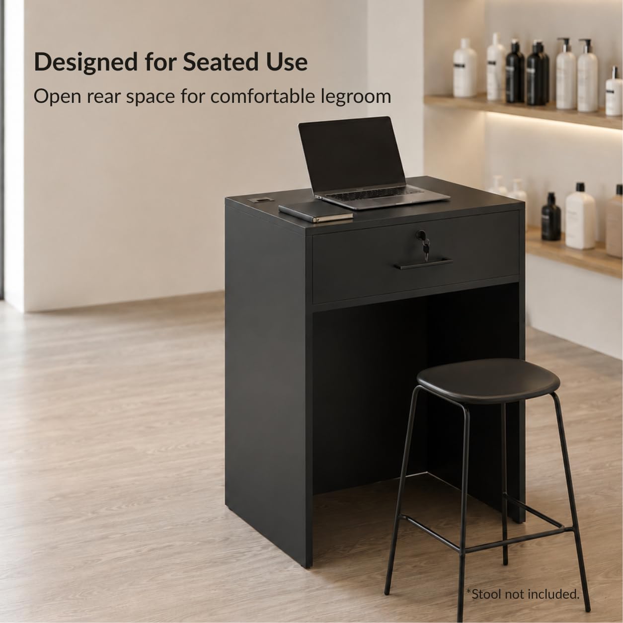 Host Stand with Drawer, Small Reception Desk, 26in Checkout Counter, Black