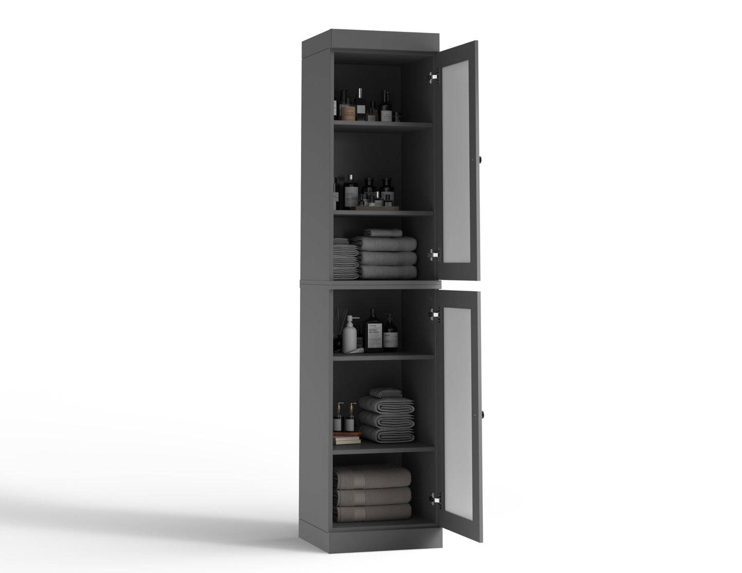 Palace Imports 100% Solid Wood 16.5"" Bathroom Storage Cabinet with Frosted Glass Doors & Adjustable Shelves
