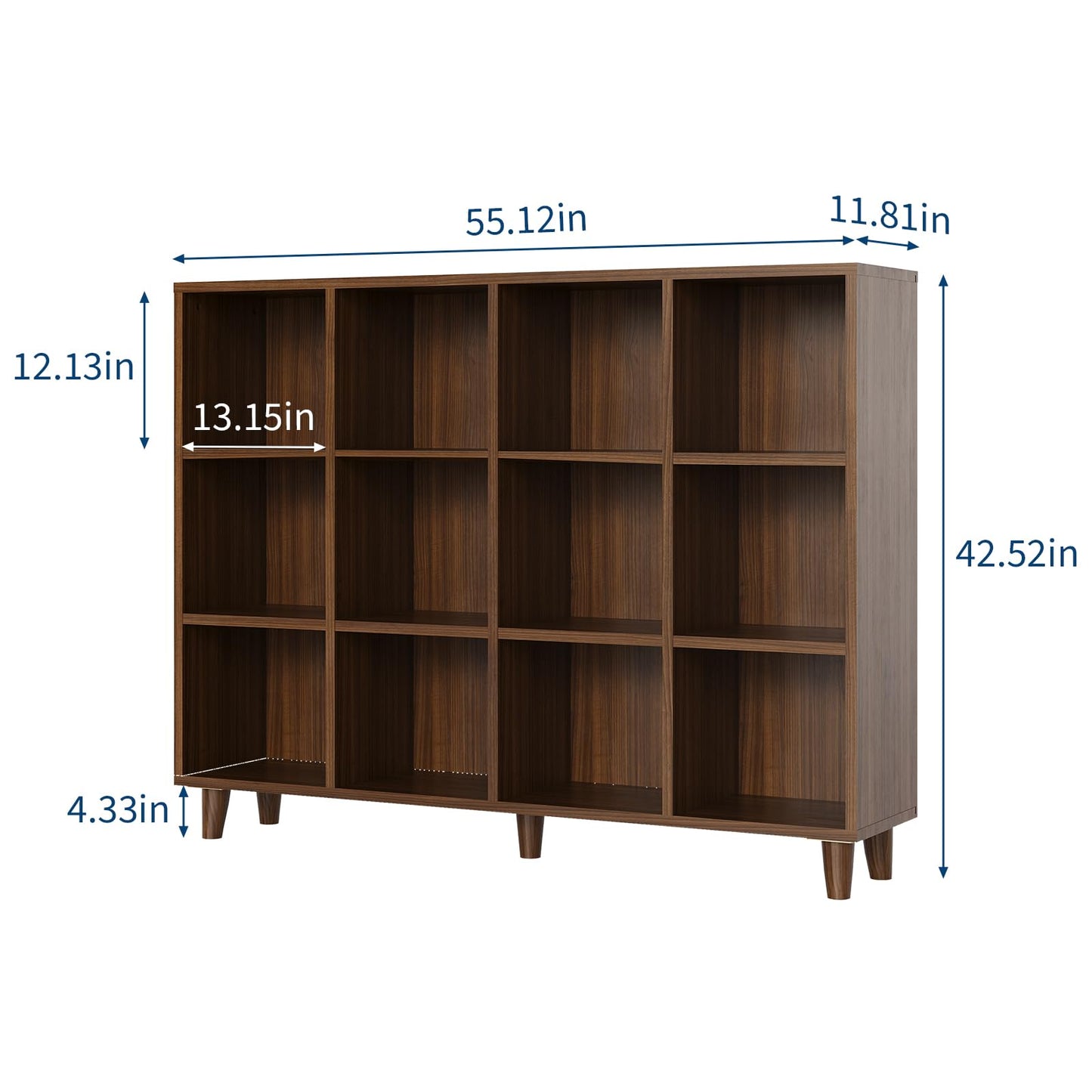 GarveeHome Cube Bookshelf, 12 Cube Storage Organizer Shelf, Freestanding Open Bookcase, Display Cabinet Organizer with Base, for Living Room, Bedroom, Home Office