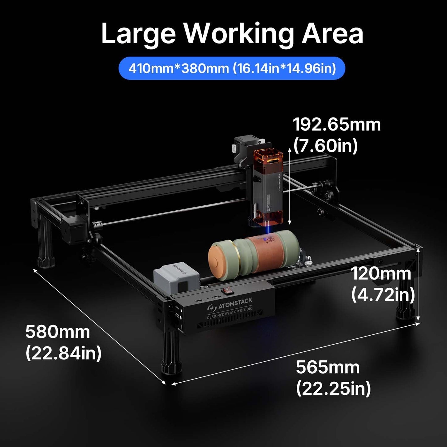 ATOMSTACK A10 Pro V2 10W Laser Engraver with Auto Air Assist & R6 Rotary Roller, 0.06mm High Accuracy Laser Cutter for Wood and Metal, Professional DIY Laser Engraving Machine with Eye Protection