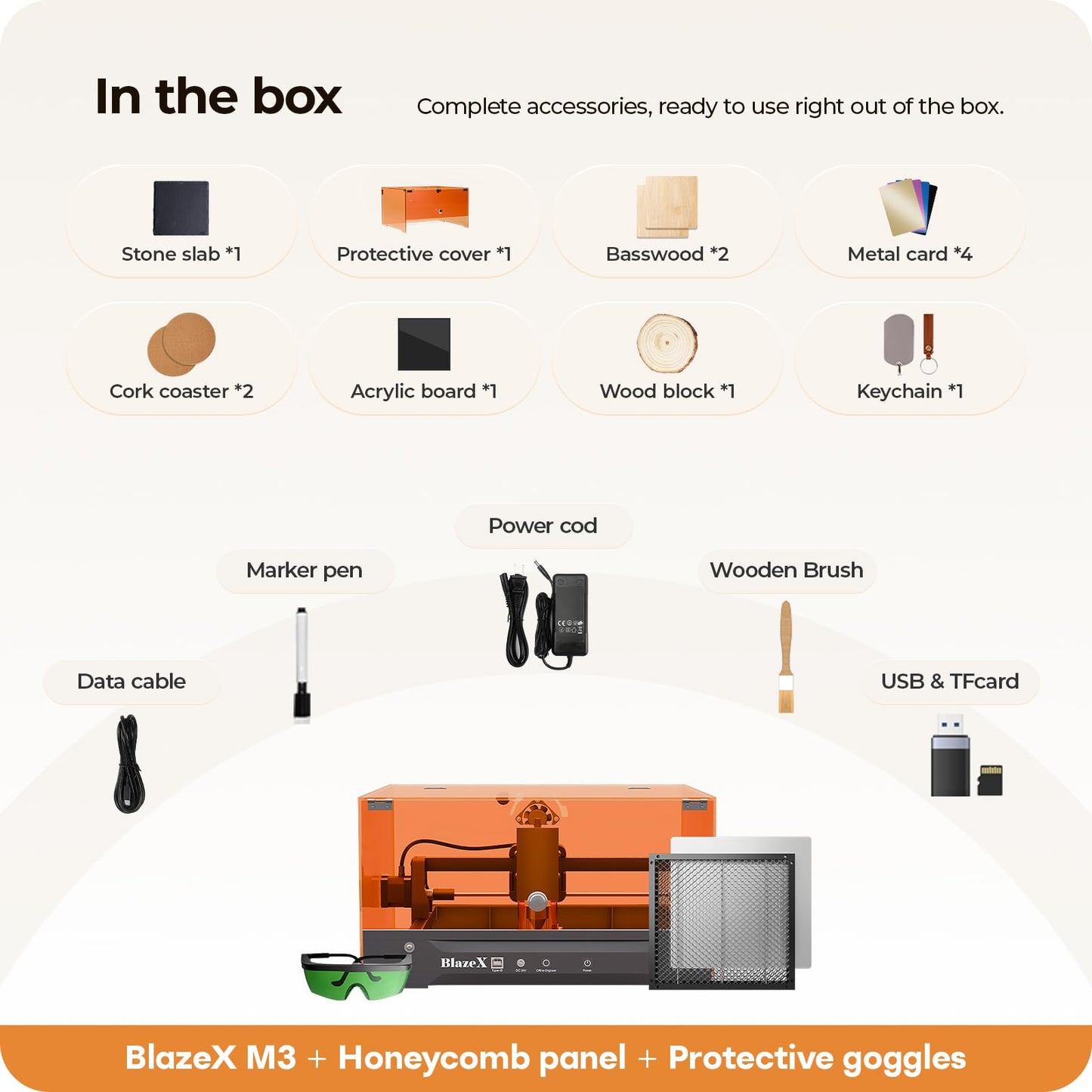 BlazeX M3 10W Laser Engraver Machine, 0.01mm Ultra-precision Laser Cutter and Engraver Machine for Wood Metal Glass Leather, Beginner-Friendly, with Enclosure Honeycomb Engraving Materials, Class 1