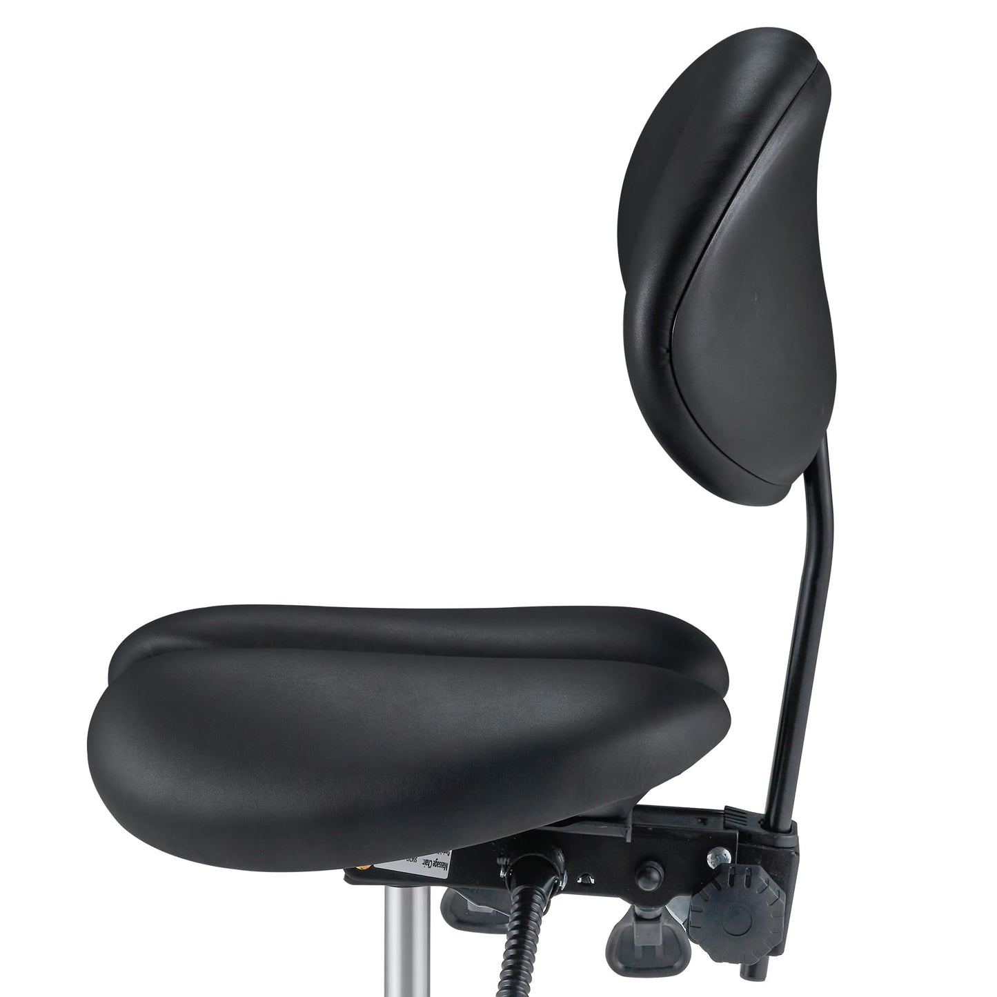 Master Massage Berkeley Ergonomic Saddle Stool - Two Split Seat Stool - Hydraulic Swivel Rolling Seat & Saddle Posture Correction Chair with Backrest - Black