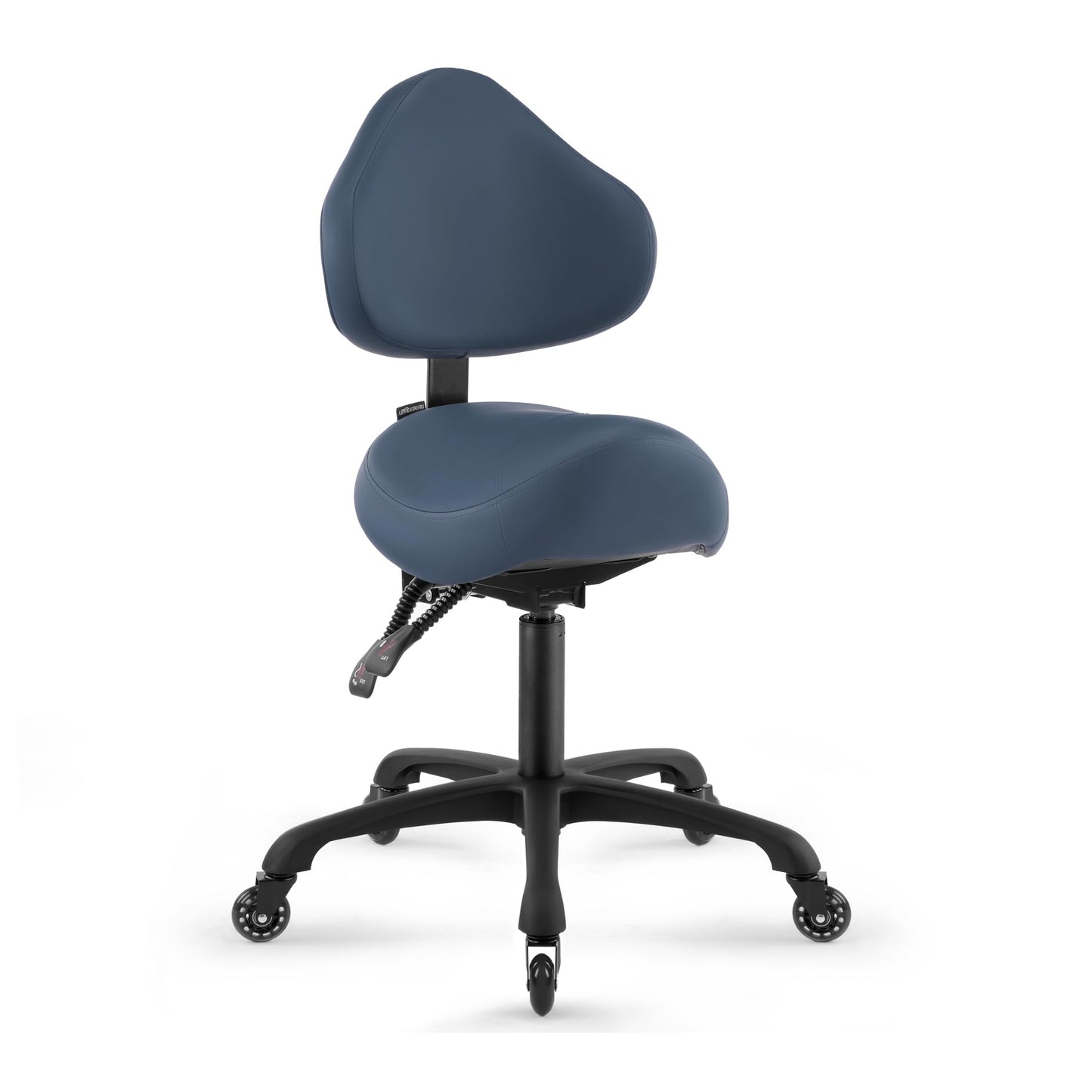 DR.LOMILOMI Pneumatic Swivel Rolling Saddle Chair with Wheels and Ergonomic Back Support for Hair Stylist, Dental Hygienist, Hygienic Clinic, Spa, Massage, Home, Office - 510 KOA
