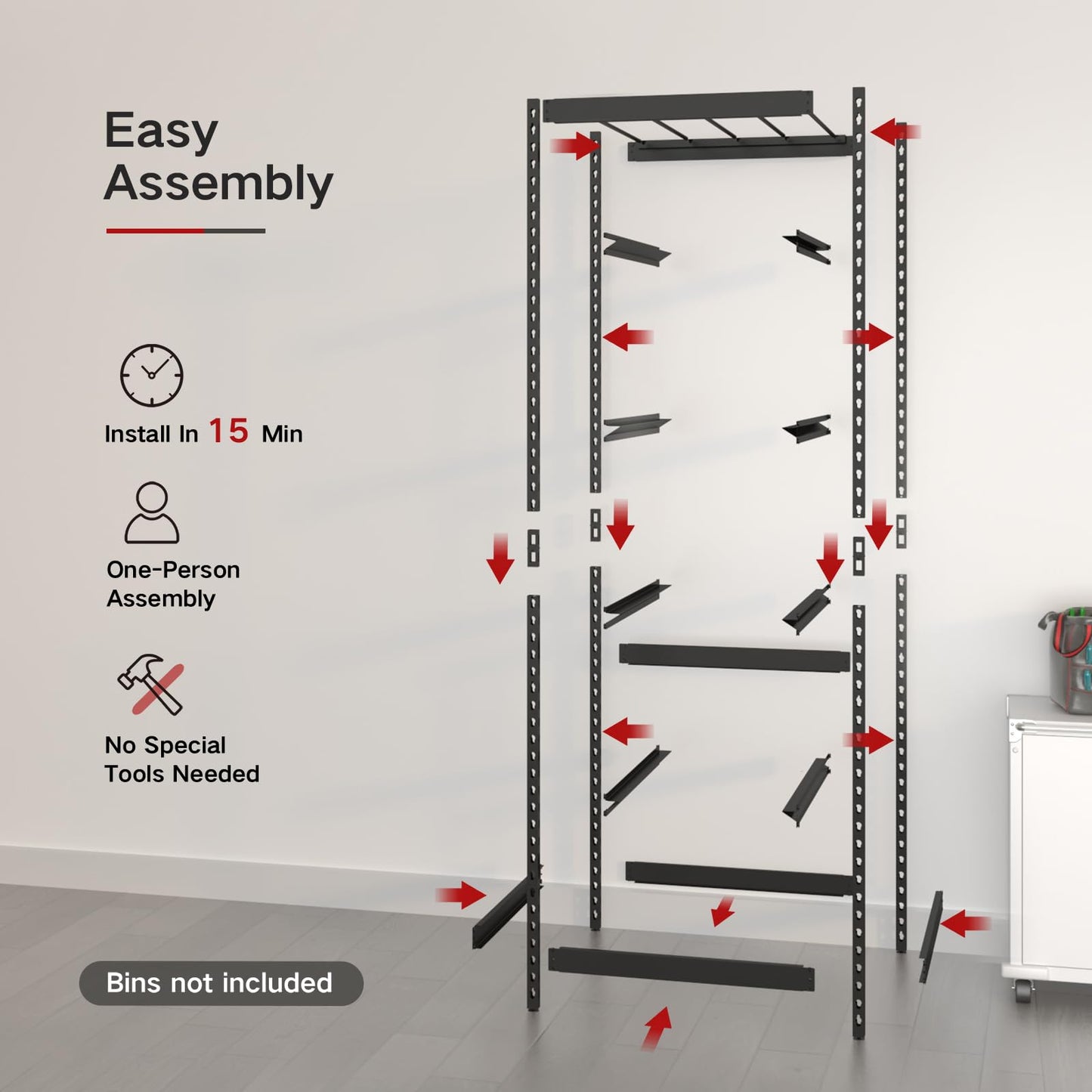 27 Gallon Tote Storage Rack, Heavy-Duty Storage Bin Rack Organizer, 5-Tier Standing Storage Bin Shelves, 250 lb Capacity, Maximize Space for Garage, Warehouse, Utility, 2-Pack (Totes Not Included)
