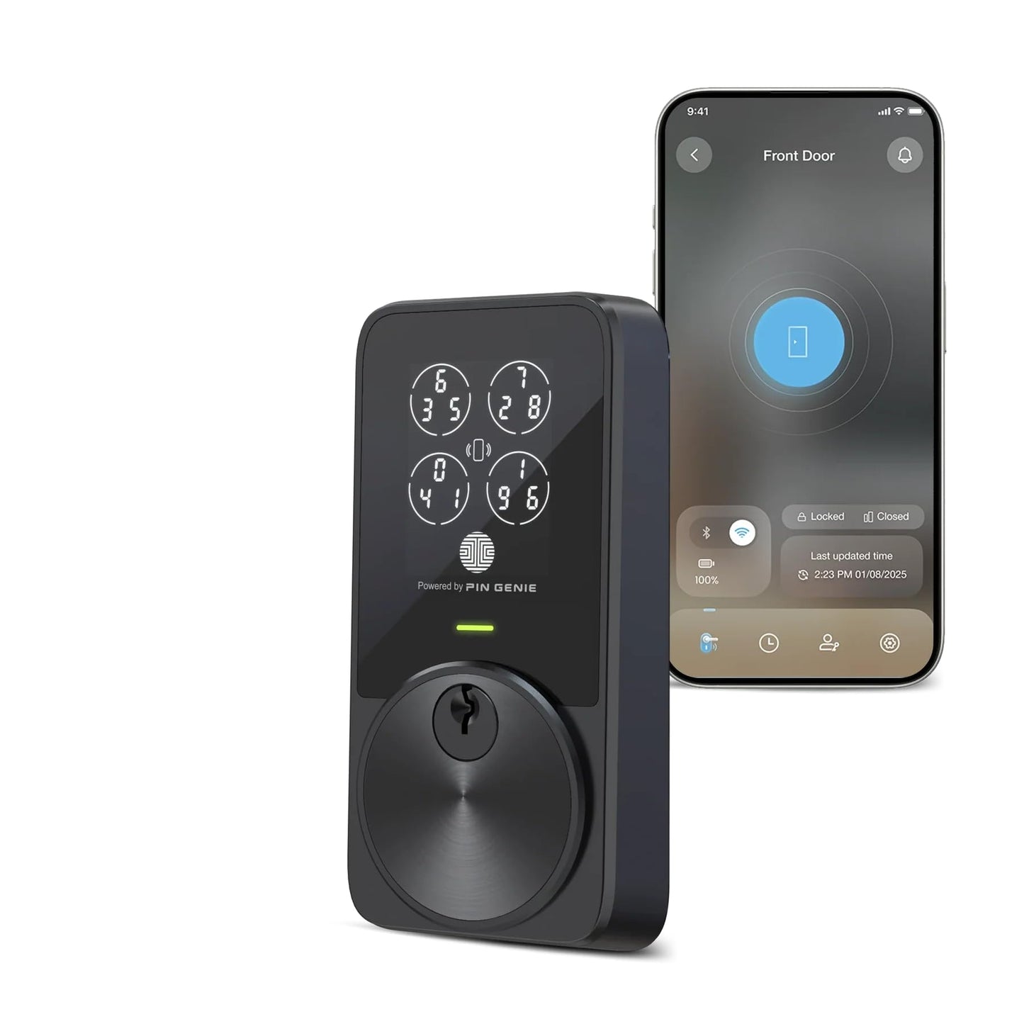 Lockly PIN Genie Pro Zeno Series Smart Lock, Keyless Entry Door Lock with Apple Home Key, Built-in Wi-Fi Keypad Deadbolt Locks for Front Door, App Remote Control, IP65 Weatherproof