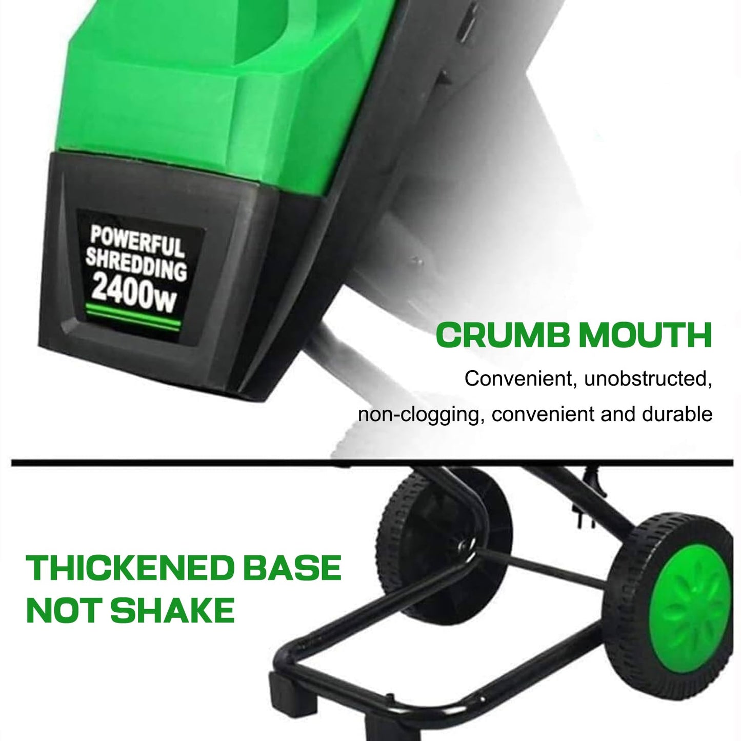 HMWOKPOT Electric Garden Shredder & Wood Chipper with 50L Collection Bag, 2400W-220V Powerful Leaf Mulcher - 40mm Cutting Capacity for Lawn and Garden Use