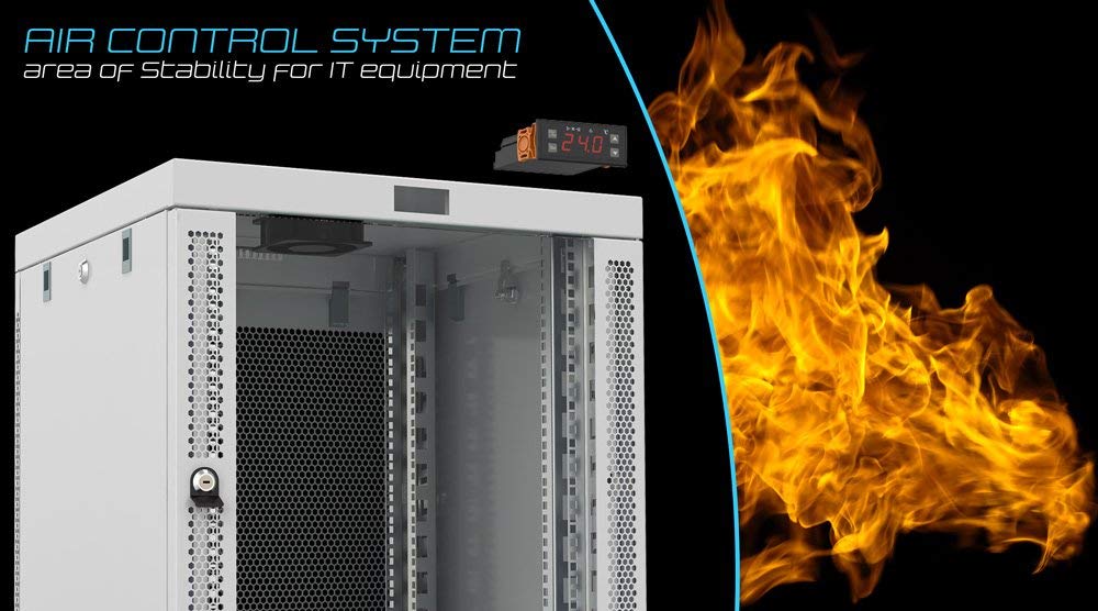 Sysracks 22U 35 Inch Deep Grey White Server Rack IT Network Data Rack Cabinet Enclosure Fully Lockable on Wheels - LCD Screen - Ventilation System - PDU - Glass Door - Rich Accessories Kit