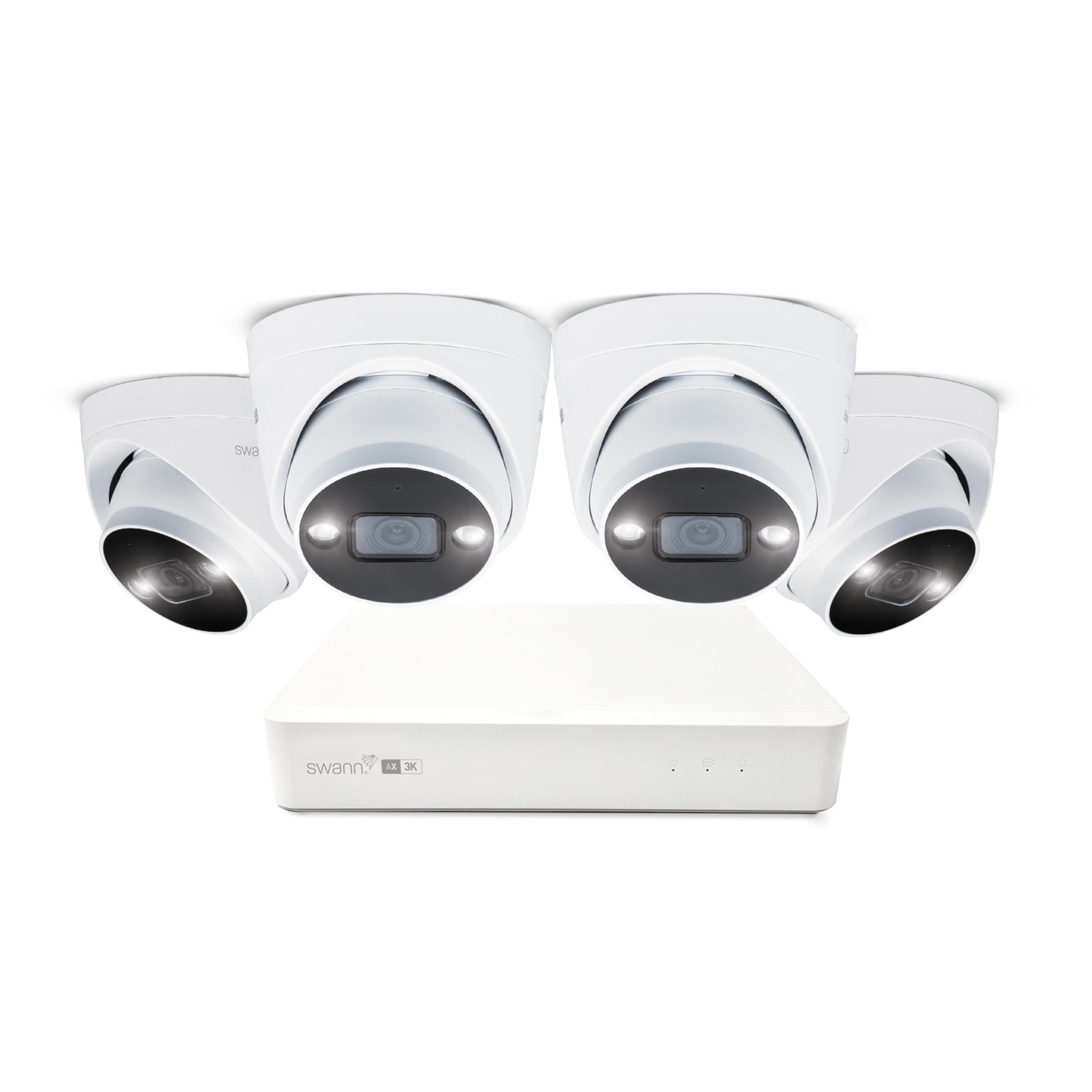 Swann AdvancedX™ Wired 5MP NVR Security System, 8 Channel, 4 Dome 3K Cameras, 1TB Storage, White, 24/7 Recording