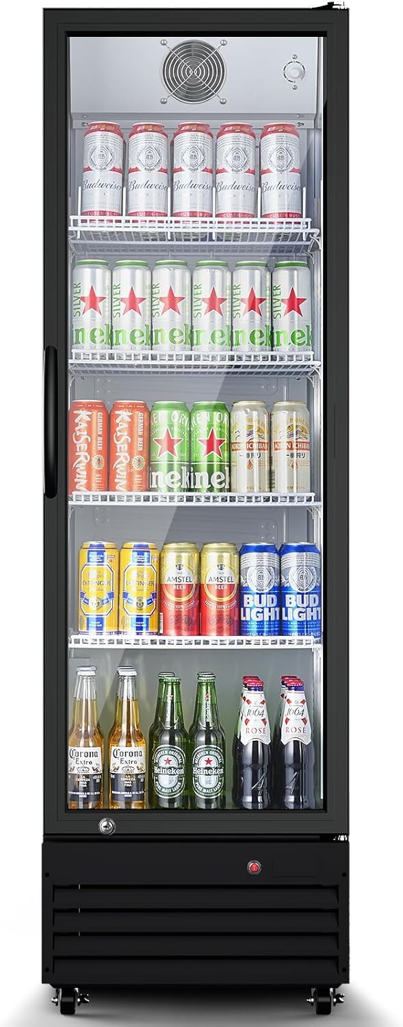 BODEGA BODEGACOOLER 9 Cu.Ft Commercial Beverage Refrigerator with Glass Door,Display Drink Refrigerators fridge for Beer Display Drink Cooler Rapid Cooling & Quiet for Bar Restaurant Office Store Use