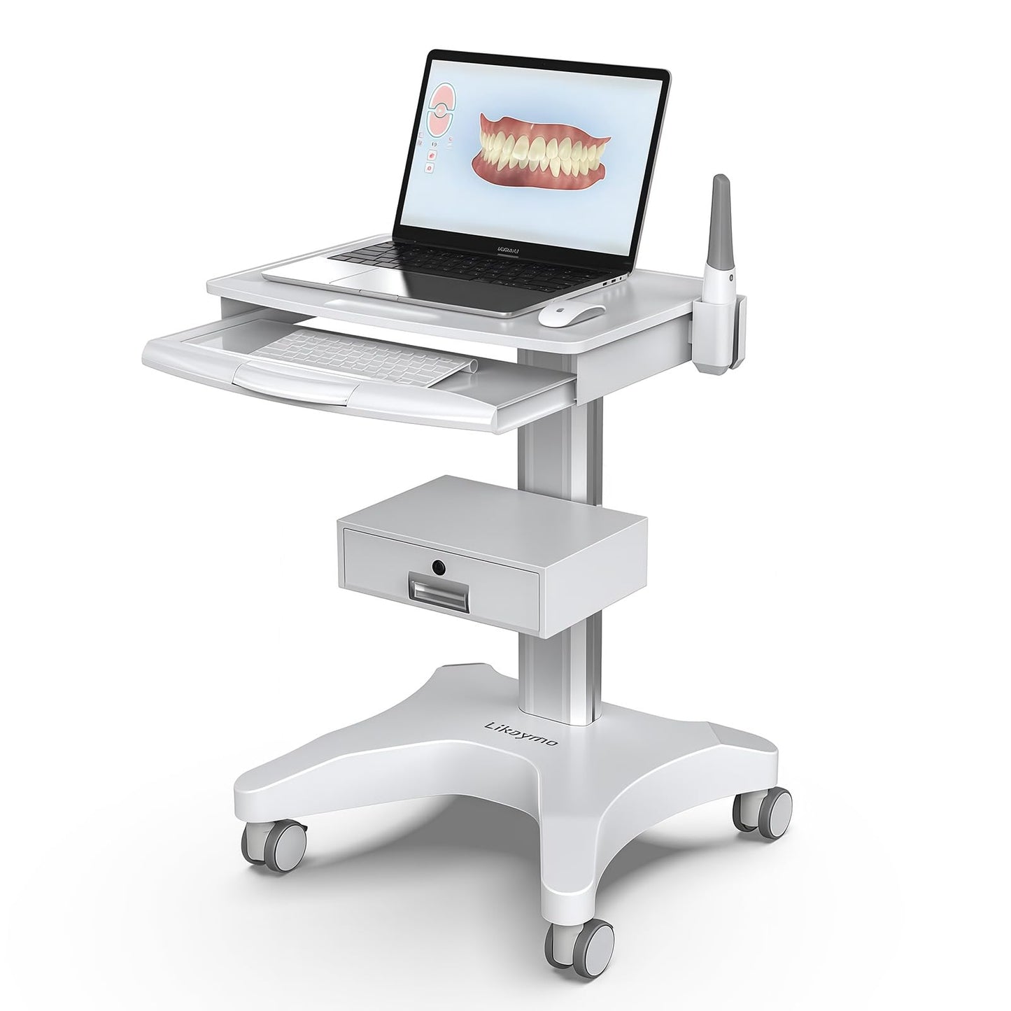 Medical Trolley Cart with Laptop Tray and Oral Scanner Holder, Mobile Workstation on Wheels with a Drawer for Hospital Dental Clinics Beauty Salons (OC-3)