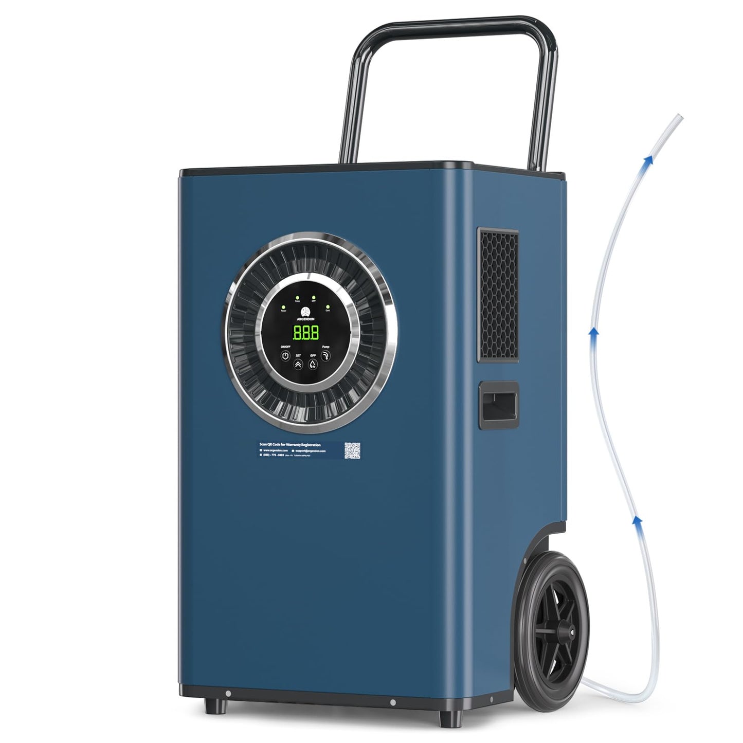 ARGENDON 110 Pints LGR Commercial Dehumidifier with Drain Hose for Basement, Heavy Duty Dehumidifiers with Pump on Wheels for Industrial Uses, Water Damage Restoration, AUTO Defrost, 5-Years Warranty