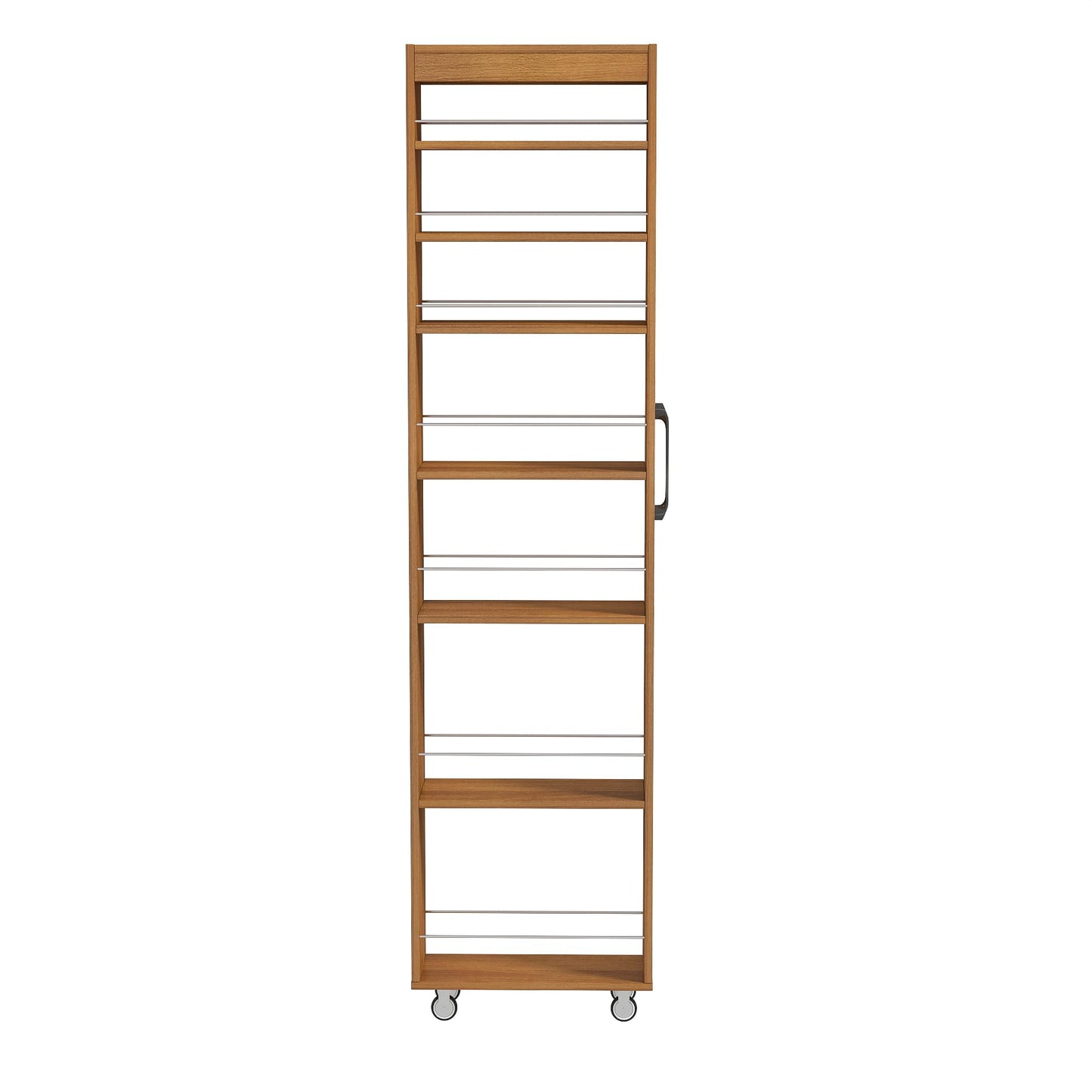 KEIKI 7 Tier Pull-Out Kitchen Pantry Storage Cabinet, Multi-Tier Single-Sided Open Shelf, Spice Rack Next to Fridge, Wood Hutch Food Pantries Cupboard for Coffee Bar, Dining Room, Narrow Spaces