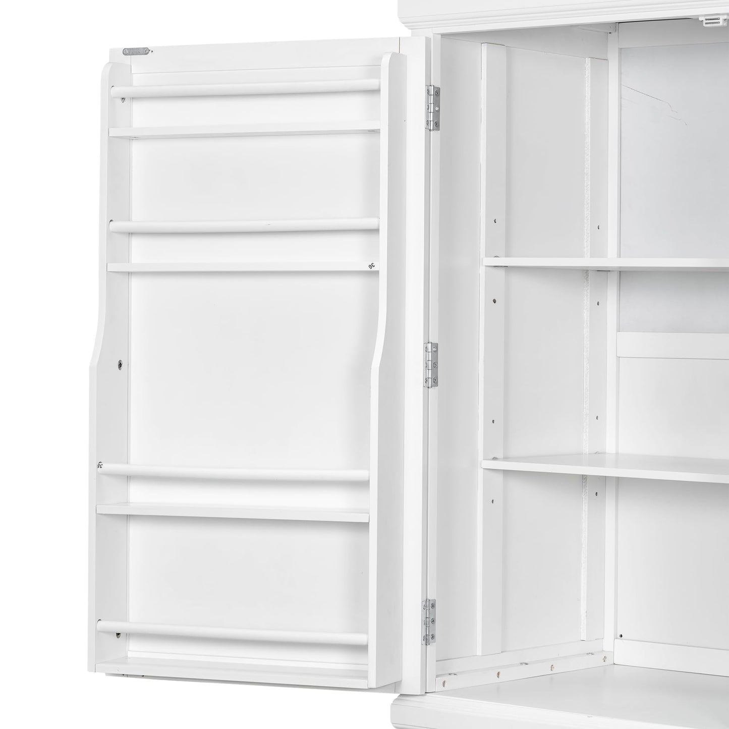 Merax 73'' Freestanding Wooden Kitchen Pantry Organizers and Storage Cabinet with 4 Drawers Cupboard with Door Adjustable Shelves for Dining Room, White