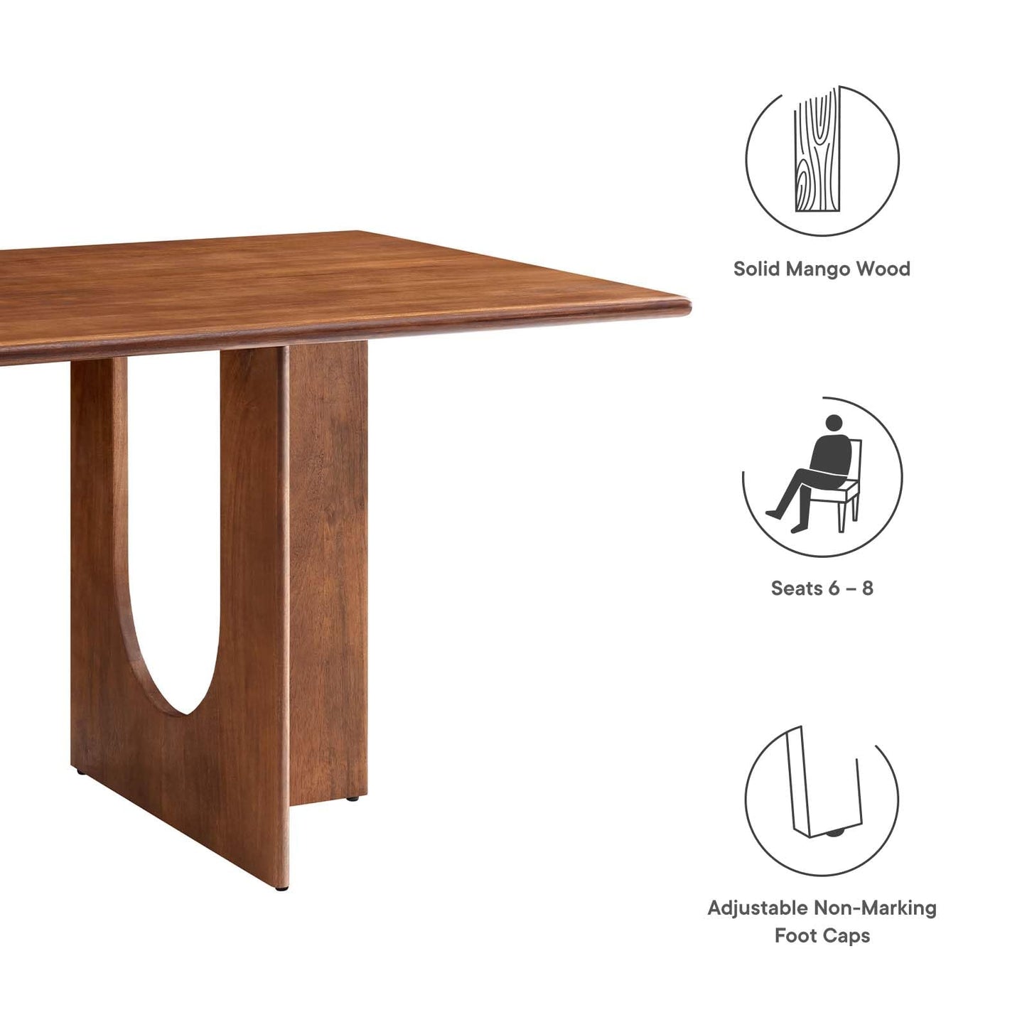 Modway EEI-6593-WAL Rivian Rectangular 70" Wood Dining Table, Walnut