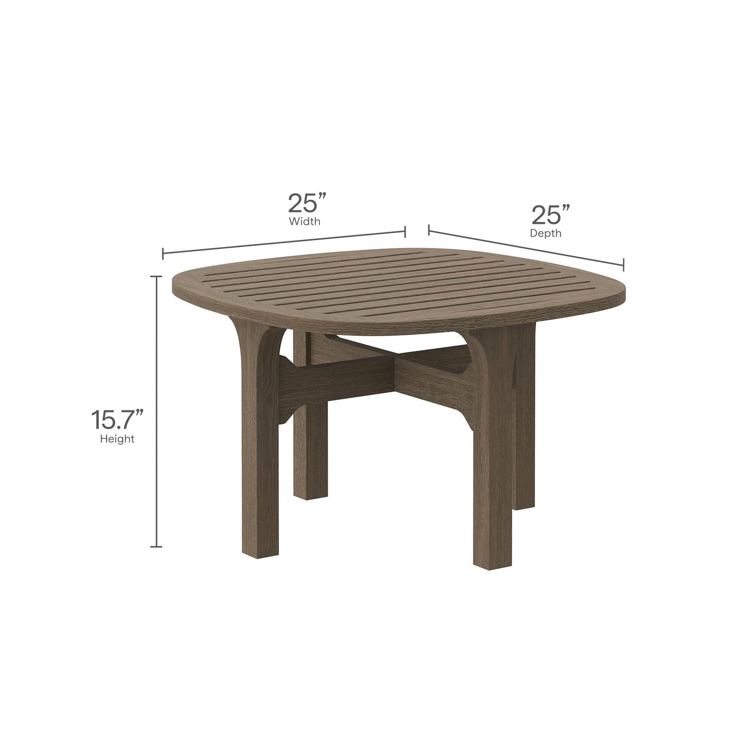 Modway Saratoga 4-Piece Teak Wood Outdoor Furniture Set in Weathered Gray White - Patio Conversation Set with Sofa, 2 Armchairs, and Coffee Table