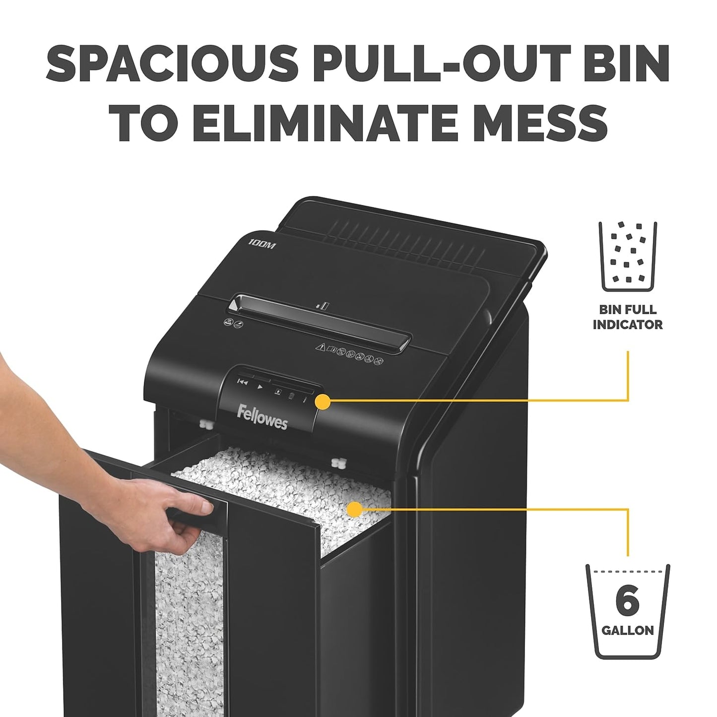 Fellowes AutoMax Micro-Cut 100M Commercial Office Auto Feed 2-in-1 Paper Shredder with 100-Sheet Capacity, Black