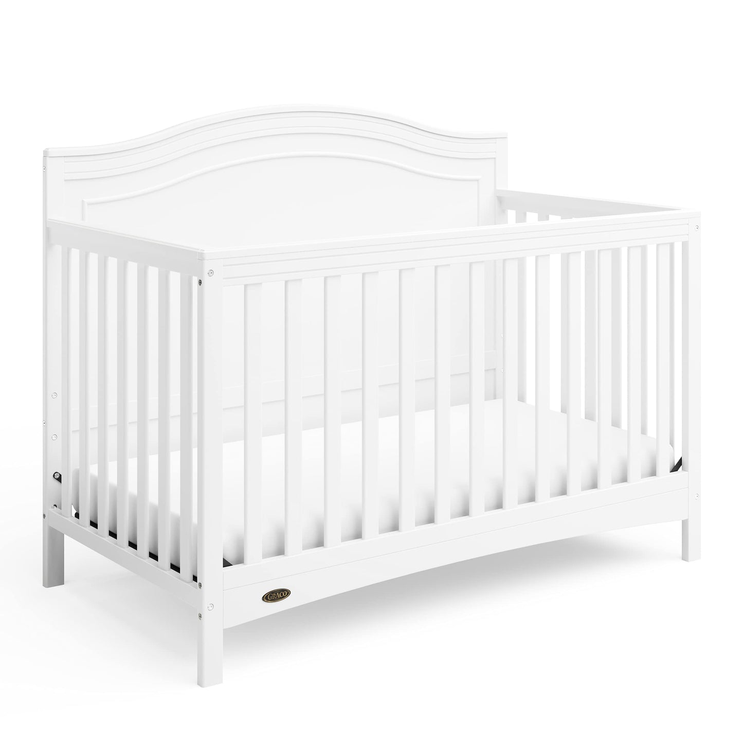 Graco Paris 4-in-1 Convertible Crib – GREENGUARD Gold Certified, Converts to Toddler Bed and Daybed, Fits Standard Full-Size Crib Mattress, Adjustable Mattress Support Base (White)