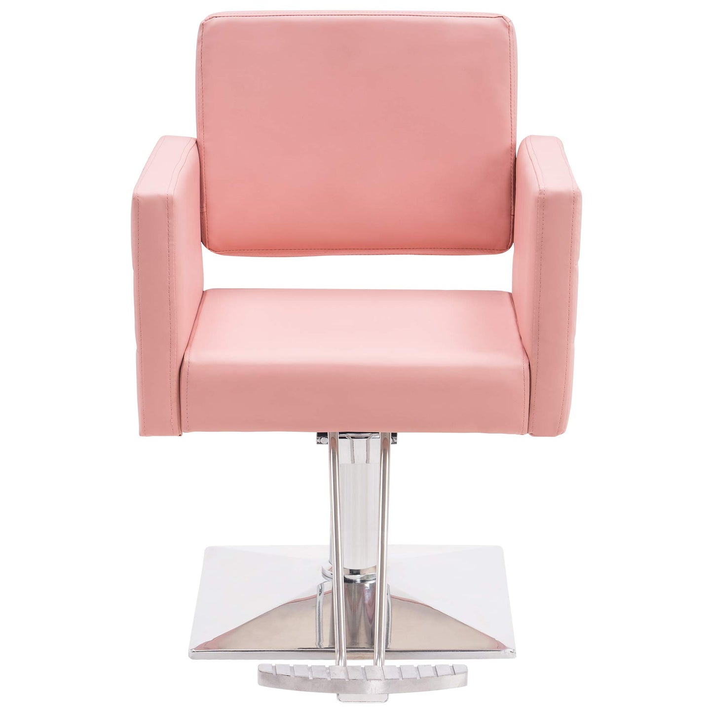 BarberPub Salon Chair for Hair Stylist, Hydraulic Stylist Chair, Adjustable Height, PVC Leather, 360 Degrees Swivel, Barbershop, Home Salon, Adult 8821 (Pink)