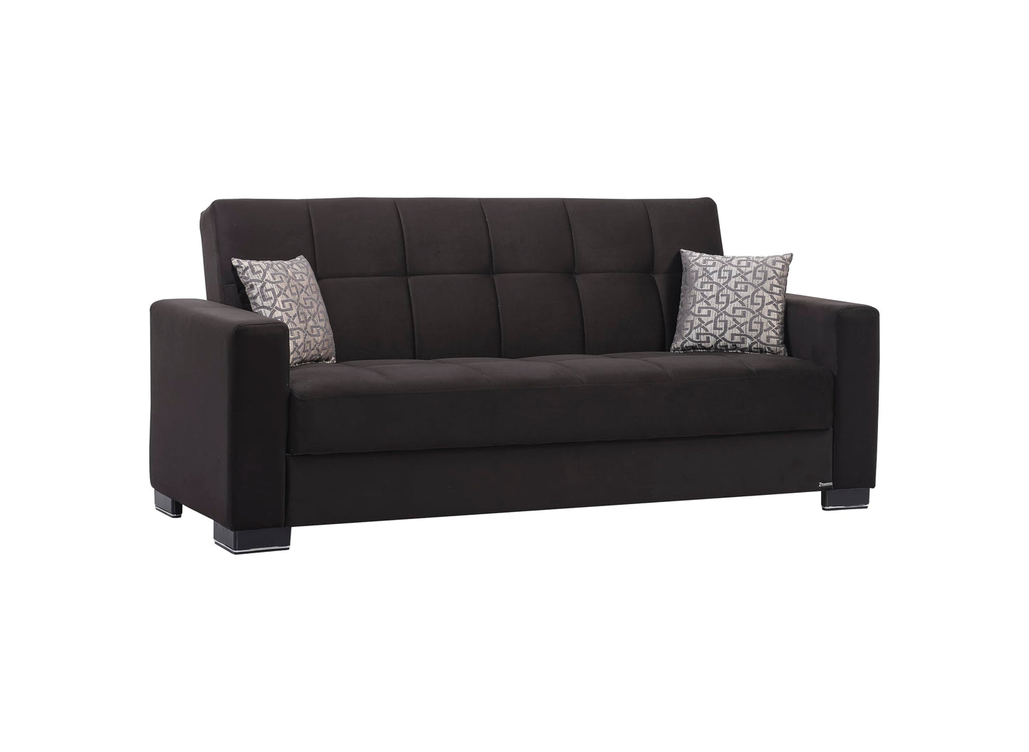 Ottomanson Convertible Sofa Bed Futon Couch with Hidden Storage & Click-Clack Sit-Sleep Conversion – Firm Support Sleeper Sofa for Living Room, Apartment & Guest Room, Black