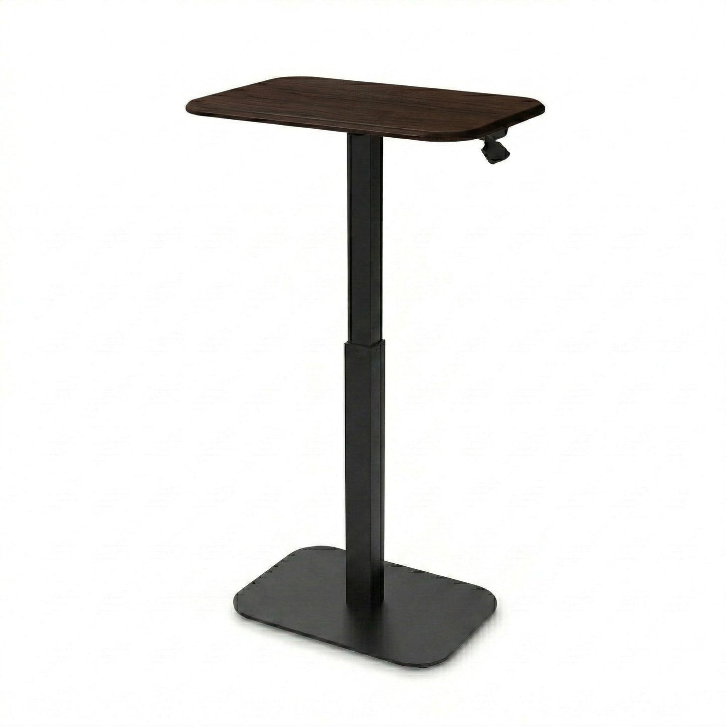 Ergohome Elevance Height Adjustable Side Table, Black Base, Walnut Top | Sofa Laptop Table for Couch & Bed | Small C-Shape End Table for Home or Office