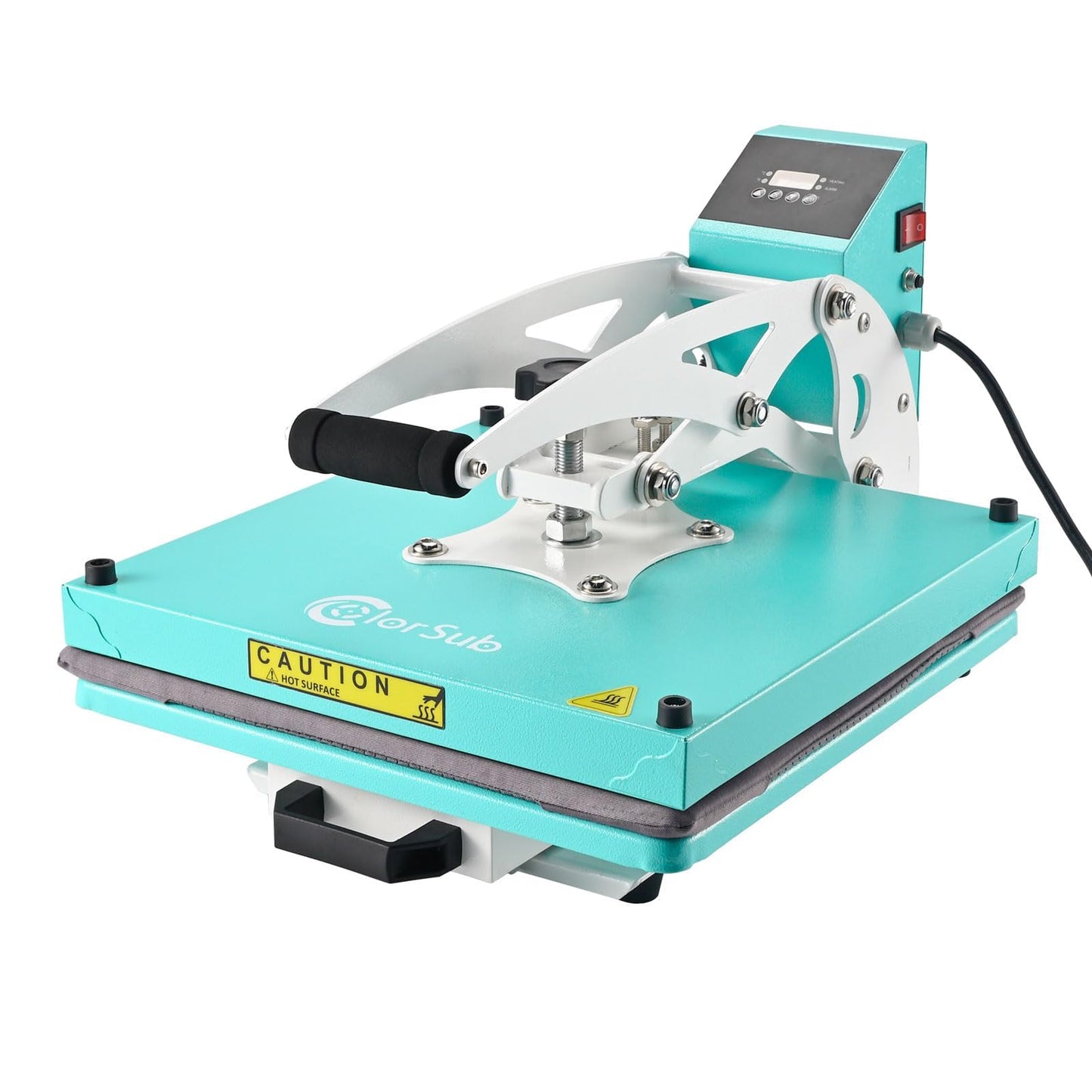 ColorSub 15x15 Heat Press for T-Shirt with Slide Out Drawer, Sublimation Heat Press Machine, Teal