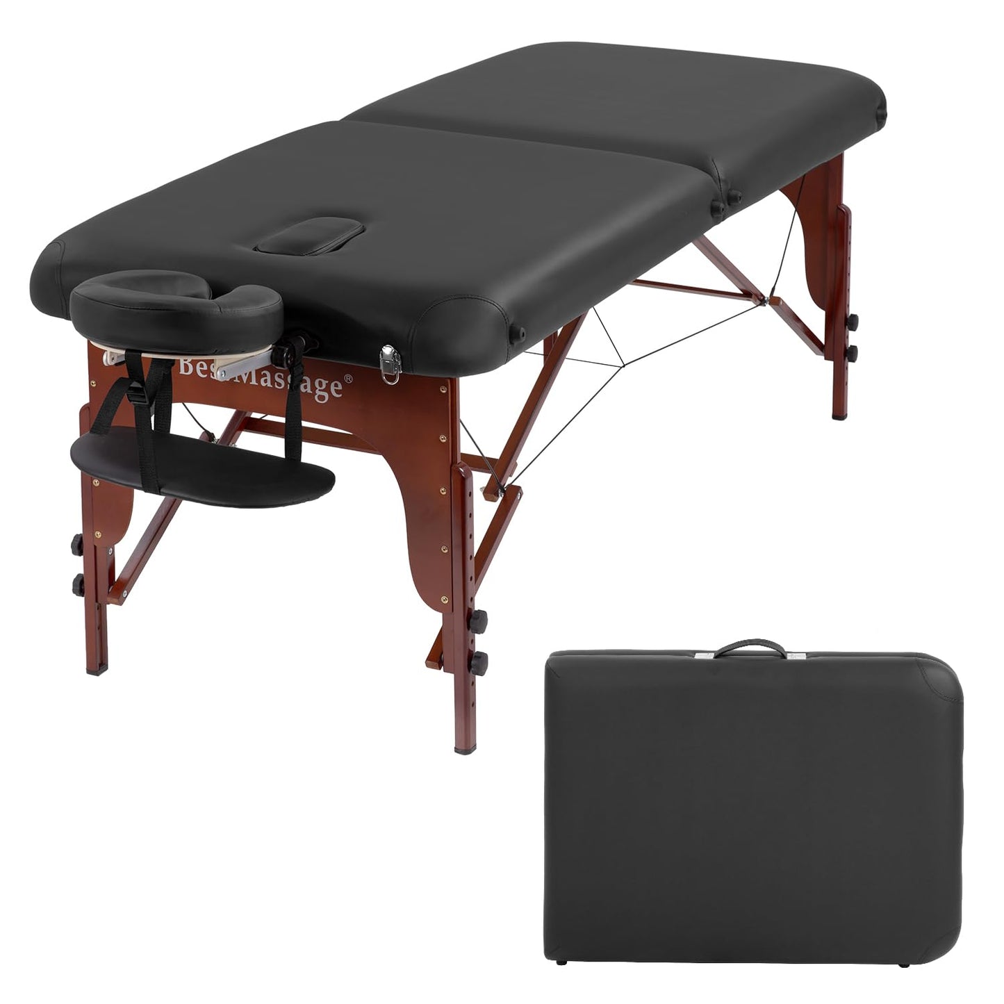 FDW Massage Bed Portable Massage Table 77" L 30" W 2" THK Lash Bed 2 Folding Height Adjustable PU Leather Spa Tables Foldable with Oxford Bag for Spa Footmassage Facial CareSpa Tattoo