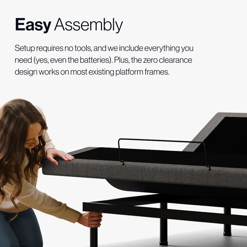 Adjustable Comfort Upholstered Adjustable Bed Base 2.0 with Upgraded Motors, Massage, Wireless Remote, USB Port-Ergonomic Head and Foot Inclines, Queen