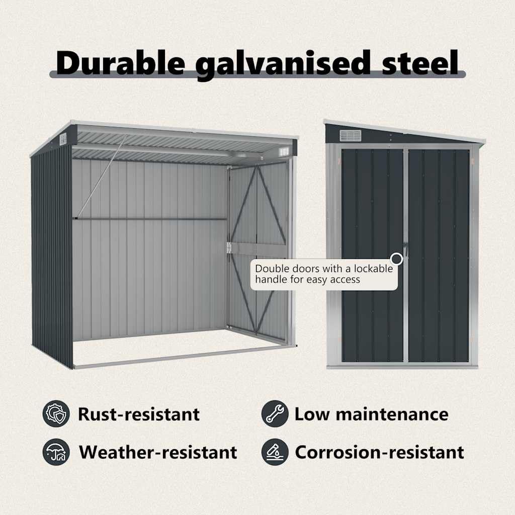 Outdoor Garden Shed 46.5 x 76.4 x 70.1 Inch, Metal Storage House with Lockable Door, Weather-Resistant Galvanized Steel Shed for Backyard, Patio, and Lawn Tool Organization
