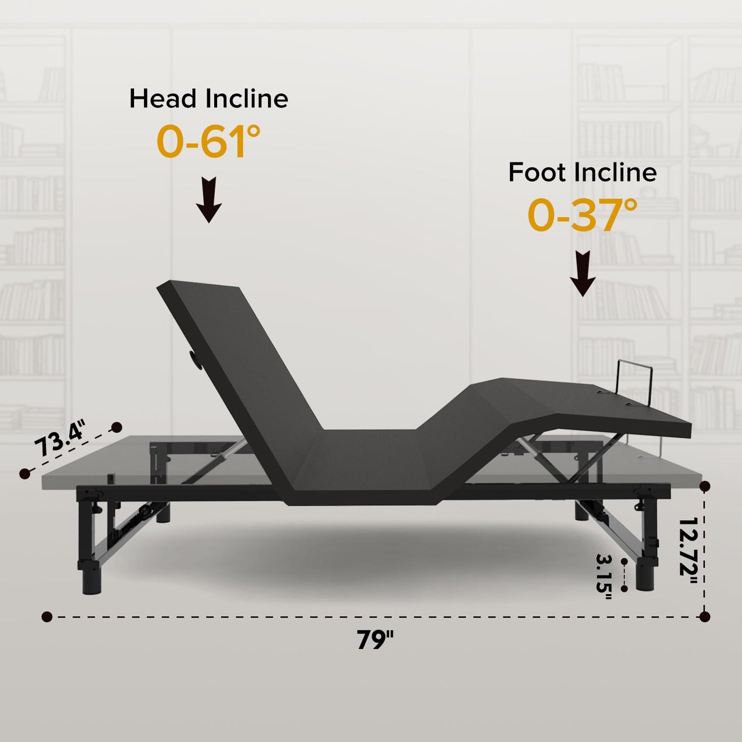 DNYN King Size Adjustable Bed Base Frame with USB Ports and Wireless Remote for Bedroom/Guest Room, Zero Gravity Bed with Head and Foot Incline, Space-Saving & No Box Spring Needed