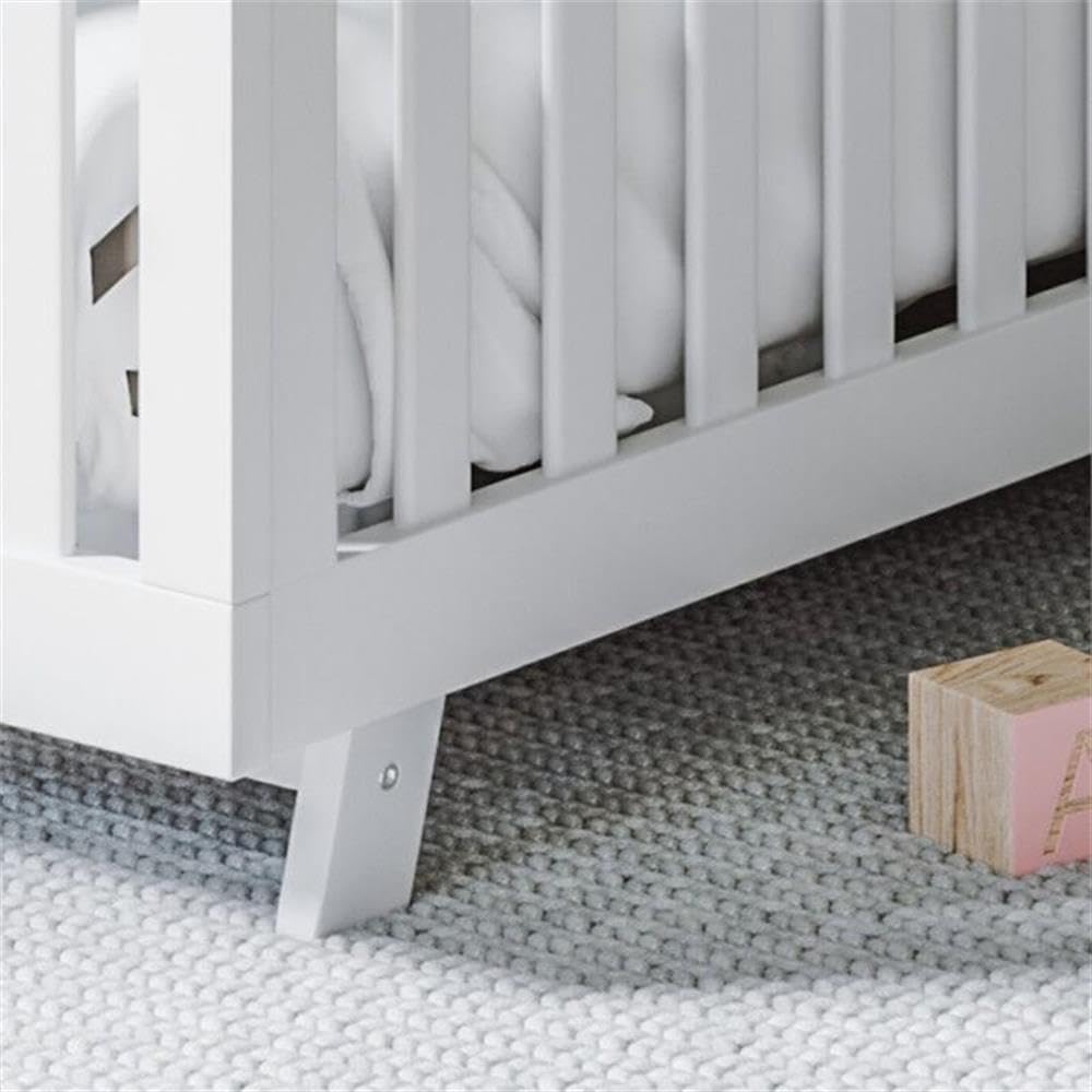 Pemberly Row 3-in-1 Convertible Crib, Pine Wood, Adjustable Base, White Finish, 34" H x 53.7" W x 29.5" D, Mid-Century Modern Design, Toddler Bed and Daybed Option, JPMA Certified Nursery Furniture