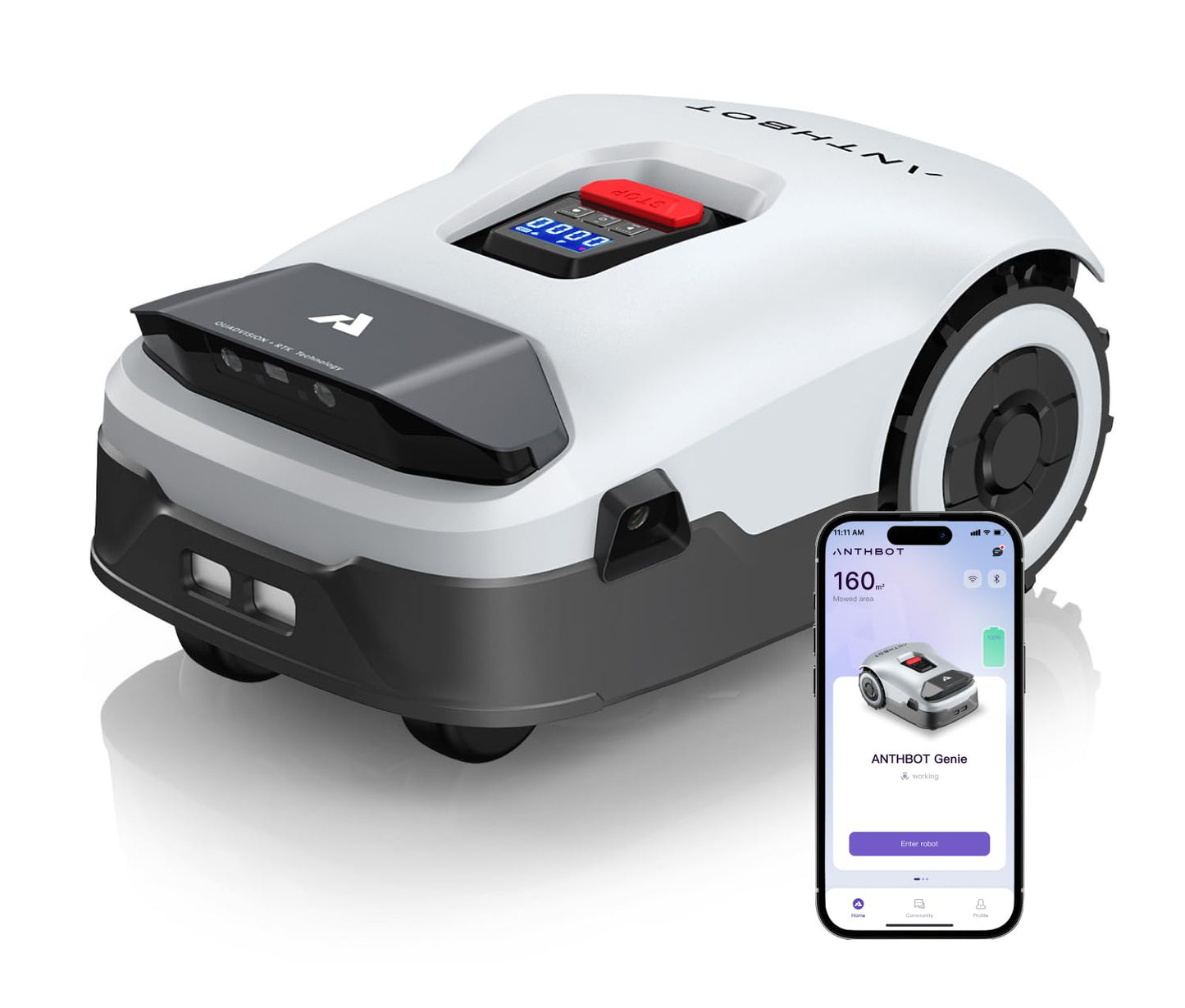 Robot Lawn Mower NO Wire - 0.9 Acre, Full Band RTK+4-Eye Vision Robotic Lawnmower, Automatic Mapping, 30 Multi-Zone Management, Accurate Obstacle Avoidance, Intelligent Anti-Theft, APP Control