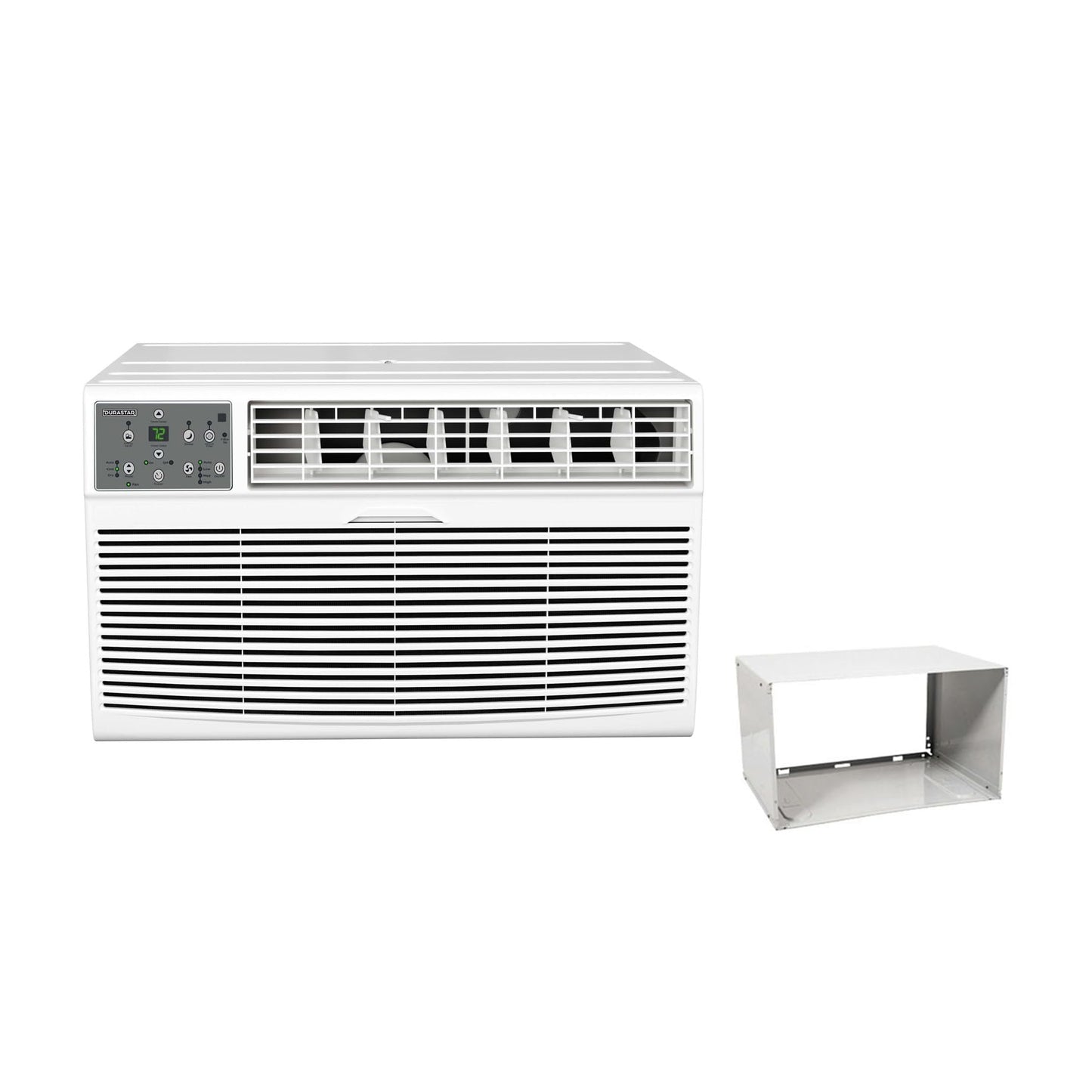 Durastar DRTHC122XNA1SLV 12,000 BTU 208 / 230V Through the Wall Air Conditioner with 10600 BTU Supplemental Heating and Wall Sleeve - White