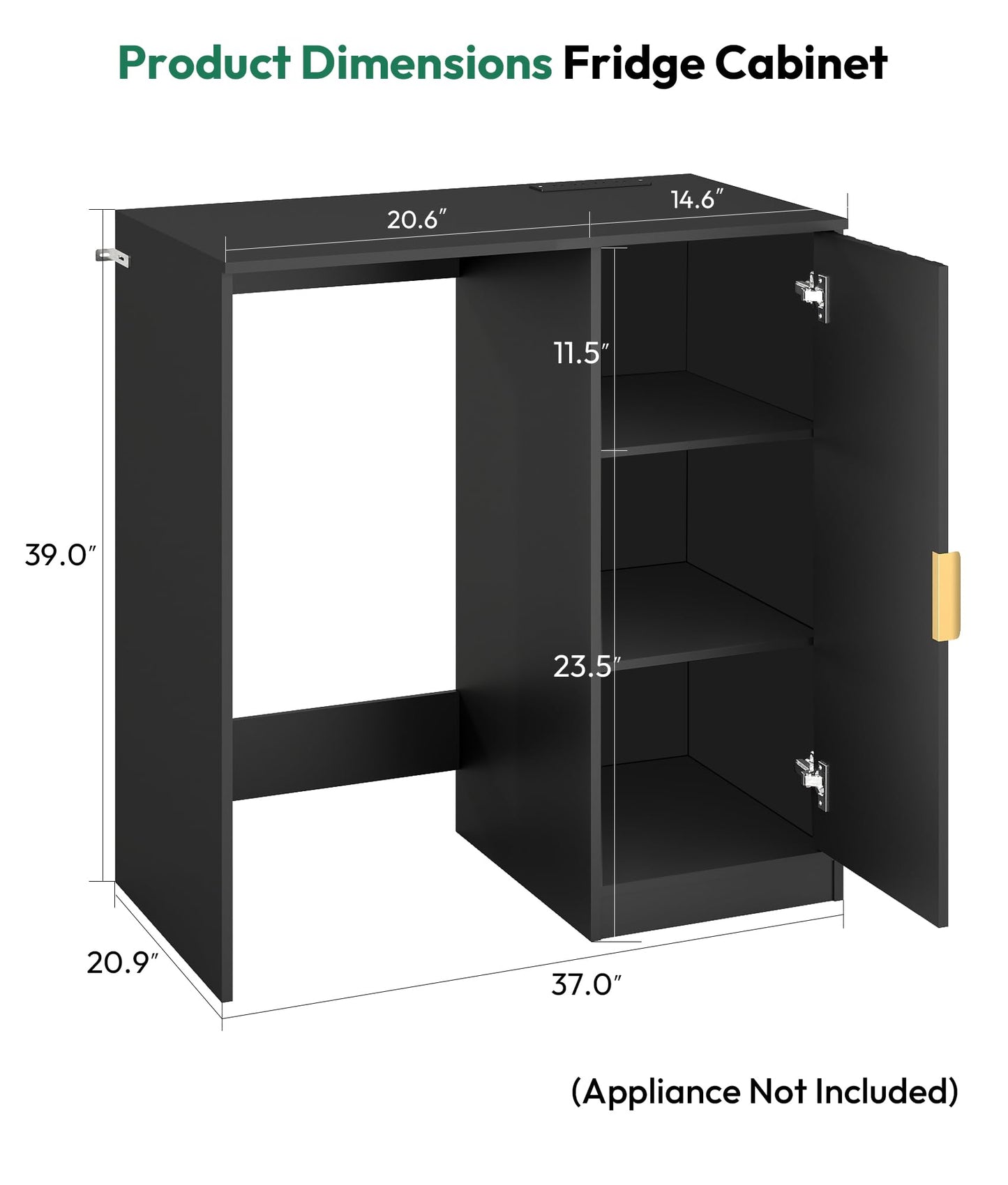 Lamtor Mini Fridge Cabinet with Storage - Snack Bar Cabinet with Power Outlet, Fluted Coffee Bar with Mini Fridge Space for Home Theater,Game Room,Living Room, Black