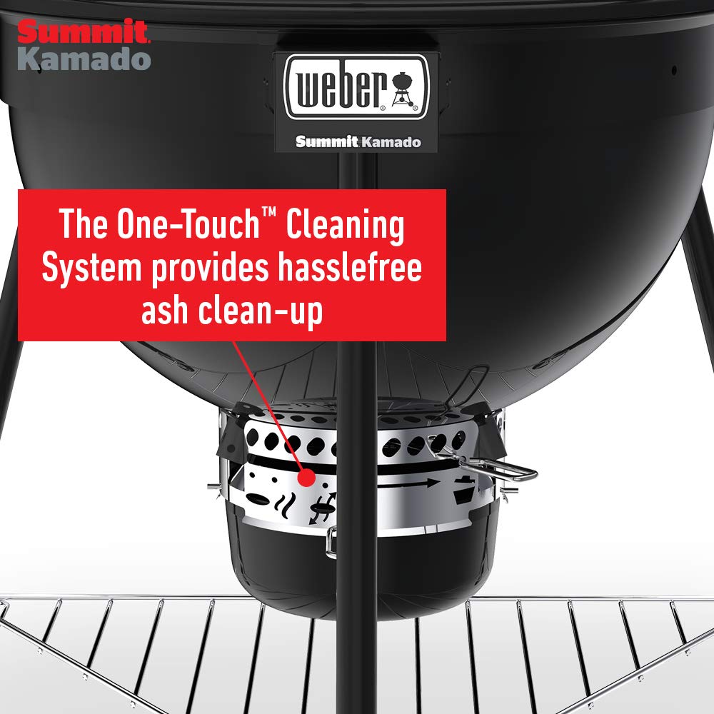 Weber Summit® Kamado E6 Charcoal Grill, Black – Dual‑Walled Insulated Steel Kamado with 24" Cooking Area, Porcelain‑Enameled Kettle & One‑Touch Cleaning System