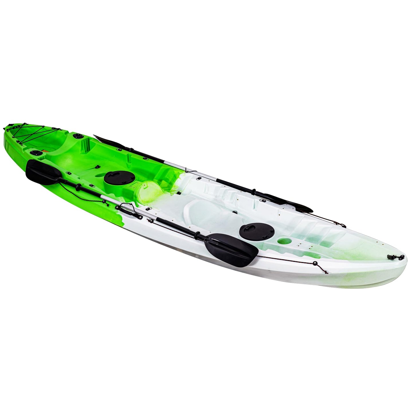 Garvee Fishing Kayaks, 12.4 FT, 2-3 Person Sit on Top Kayak for Adults with Paddle & Comfortable Seat, Capacity of 600 LBS, Hard Shell Recreational Ocean Kayak Boat