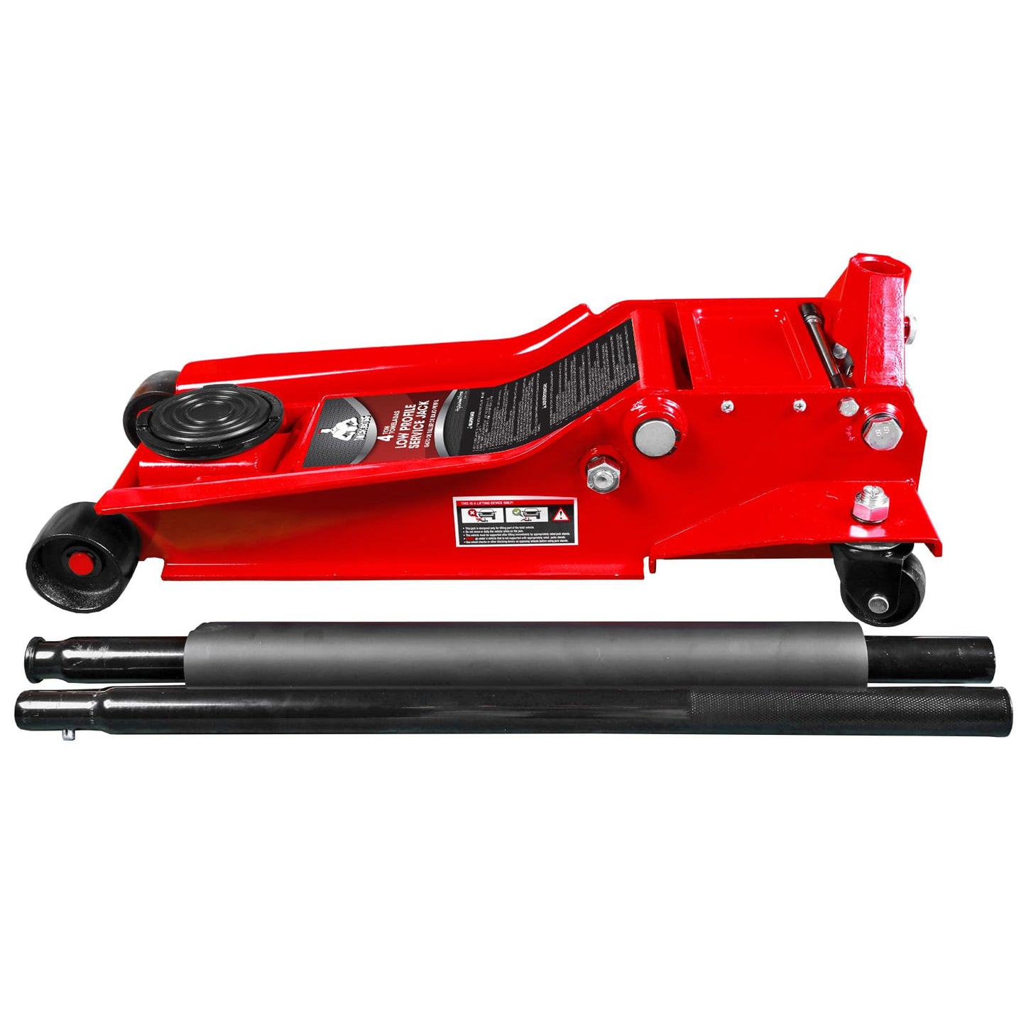 Jack Boss 4 Ton Floor Jack Hydraulic Low Profile Floor Jack with Dual Piston Quick Lift Pump, 4 Ton (8,800 lbs) Capacity, Red