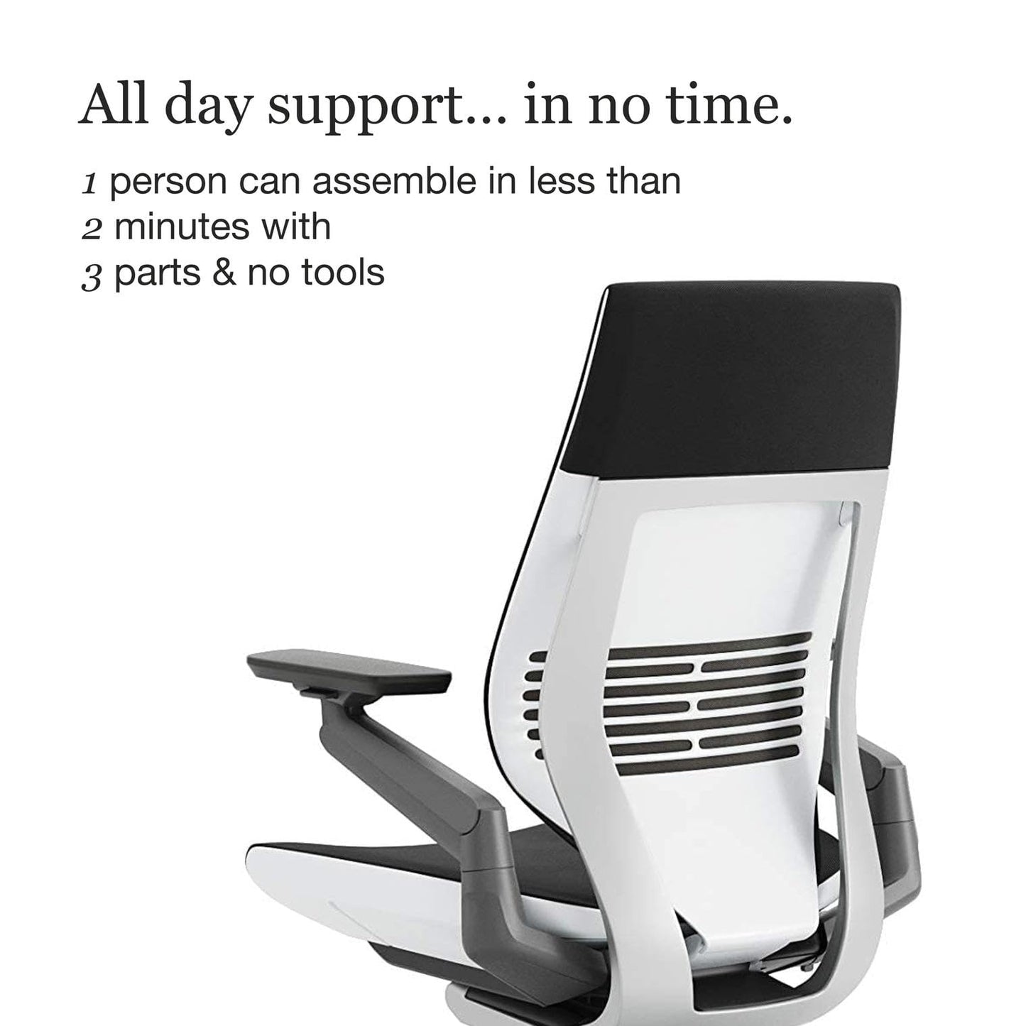 Steelcase Gesture Office Chair - Ergonomic Work Chair with Wheels for Carpet - Comfortable - Intuitive-to-Adjust for Desk - 360-Degree Arms - Licorice Fabric