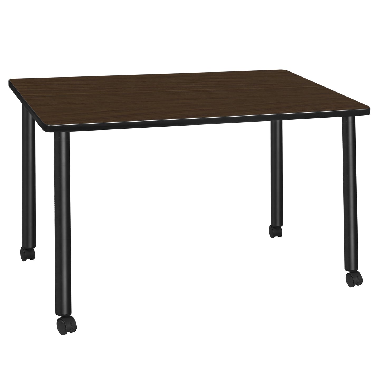 Regency Kee 48 x 24 in. Mobile Training Seminar Table- Neo Walnut Top, Black Legs