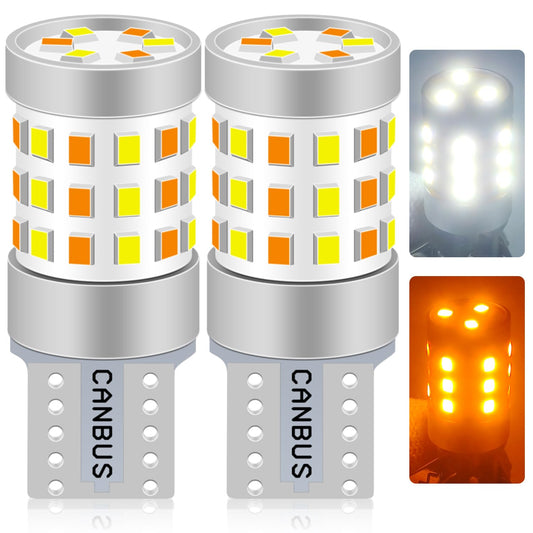 Fenikso LED Light Bulb 42SMD Switchback W5W T10 White/Amber for Car Dome Map License Plate Dash Instrument Lights 2Pcs