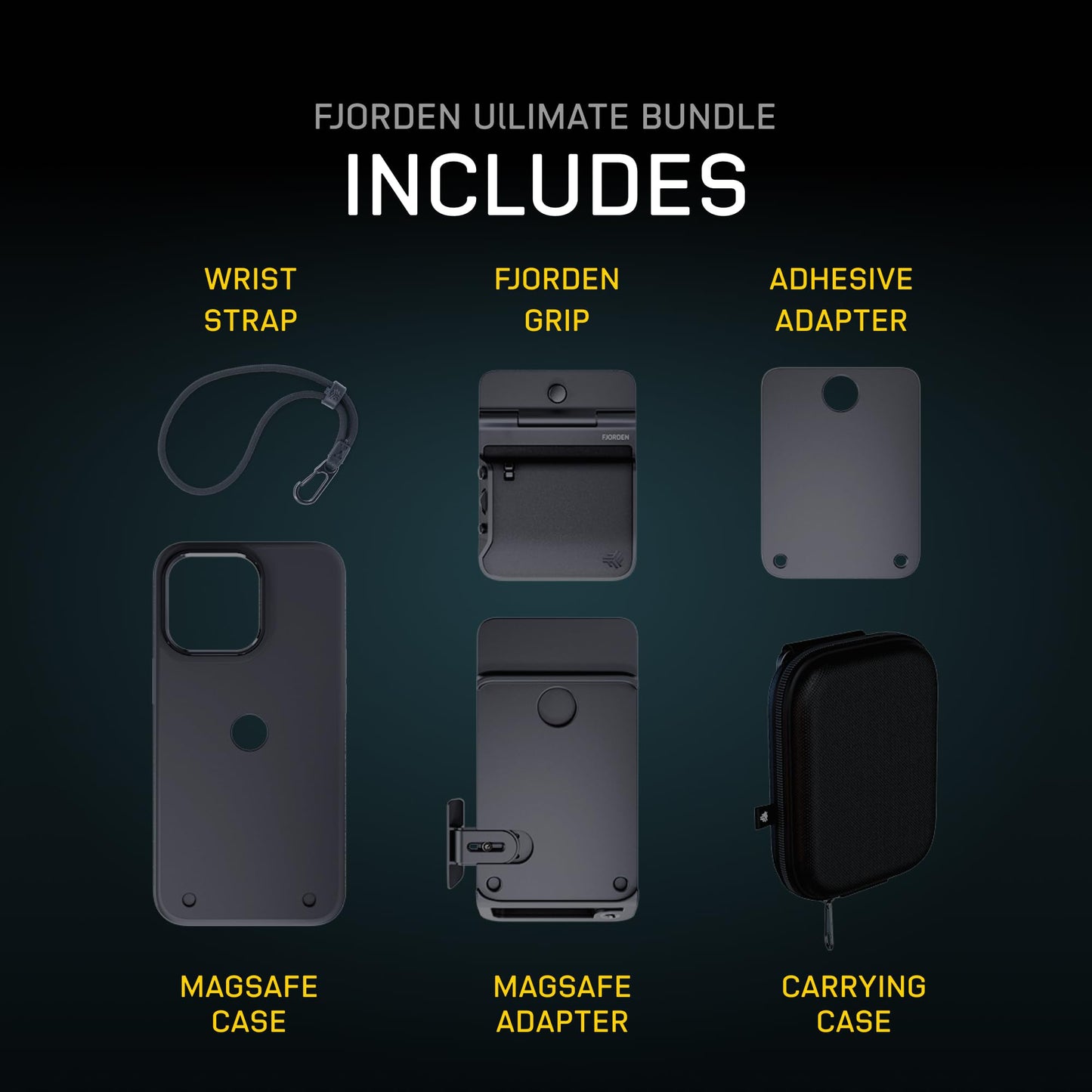 FJORDEN Ultimate Bundle for iPhone 15 Pro - Includes Fjorden Case, Black Rope Strap, and MagSafe Compatible Adapter (Medium) - Shoot Like A Pro with Your iPhone