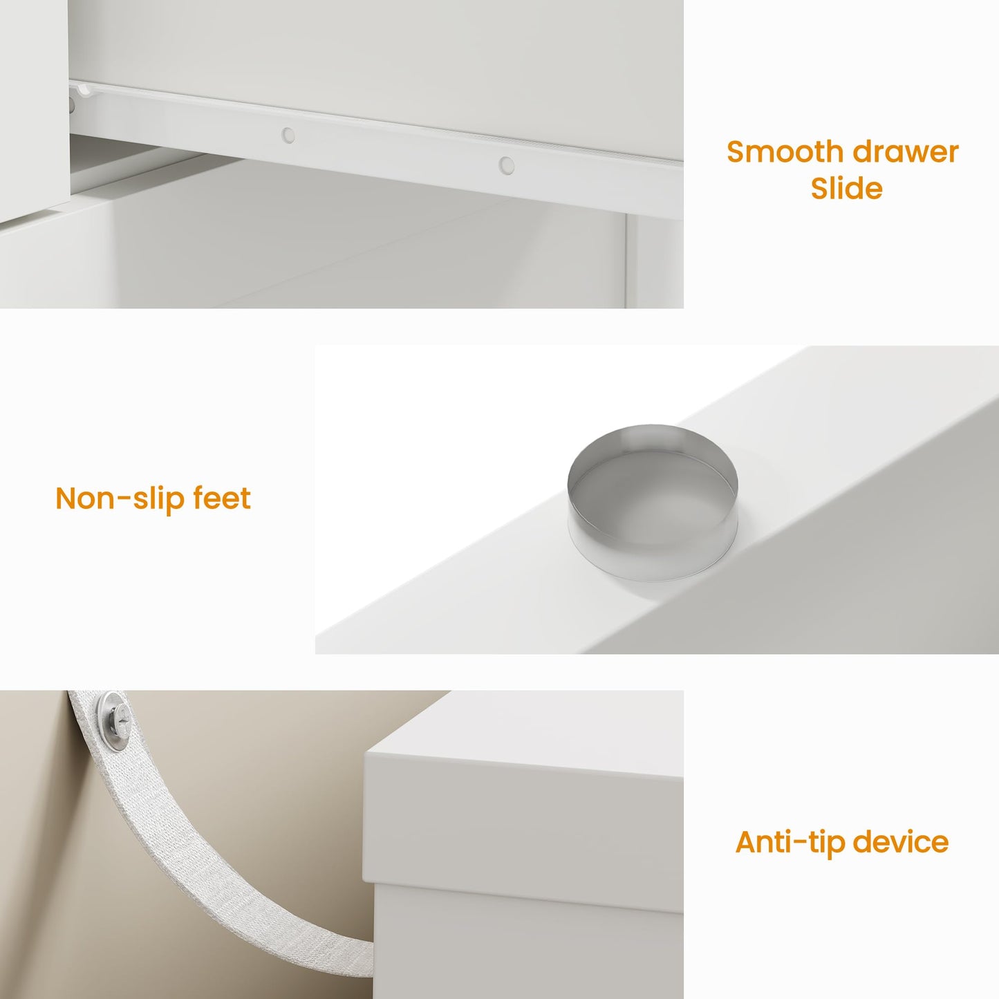 RoyalCraft 7 Drawer Dresser, White Dresser for Bedroom, Wood Chest of Drawers, Modern Dresser TV Stand for Living Room, Closet, Entryway